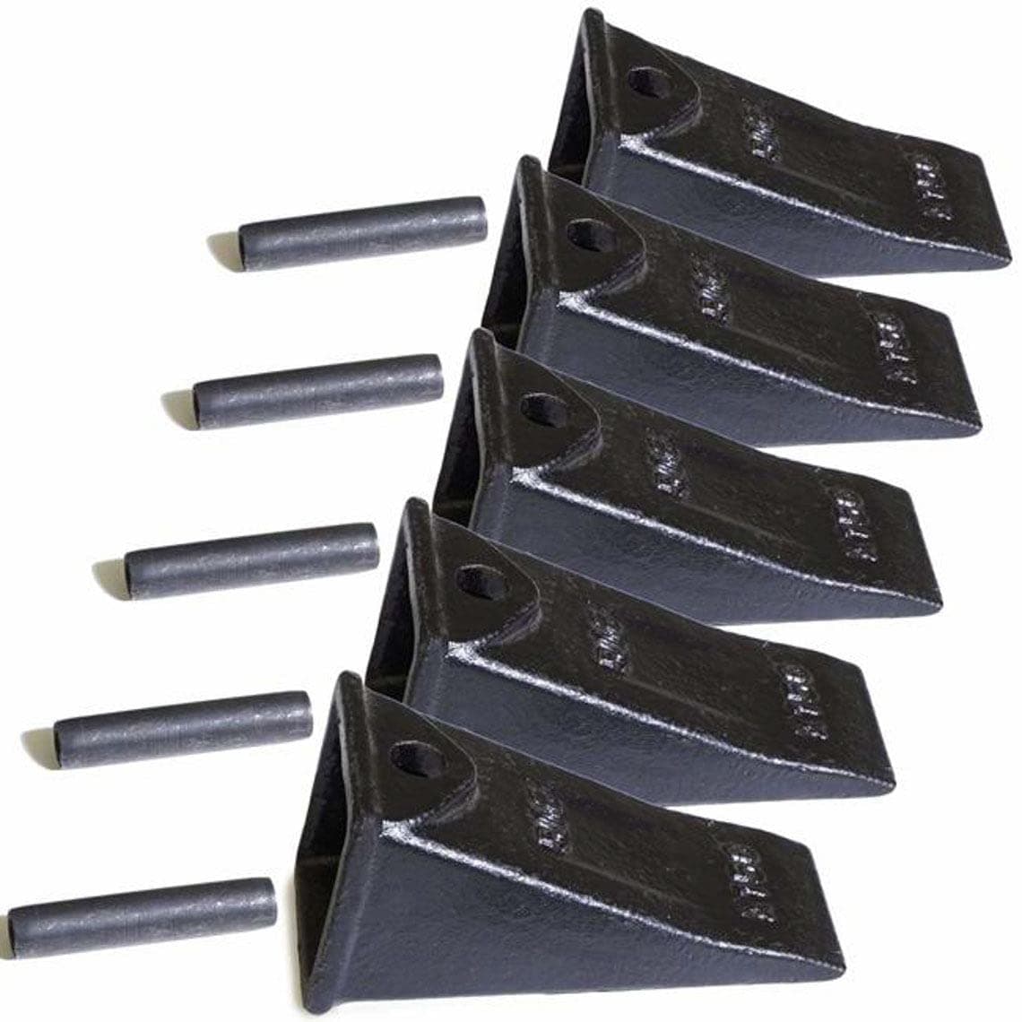 Titan Attachments X156 Bucket Teeth 5 Pc w/P156 Roll Pin Skid Steer Mini Excavator Backhoe Hensley