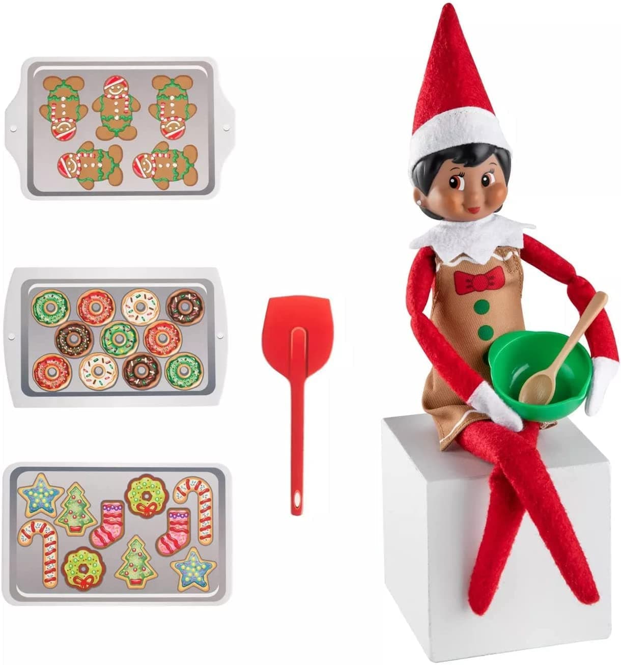The Elf on The Shelf Itty Bitty Baker Outfit - 7 Piece Claus Couture Retired 2019 Holiday Outfit - Baking Sheets, Spoon, and Apron Included - Christmas Cookie Baking Set for Both Boy and Girl Elves