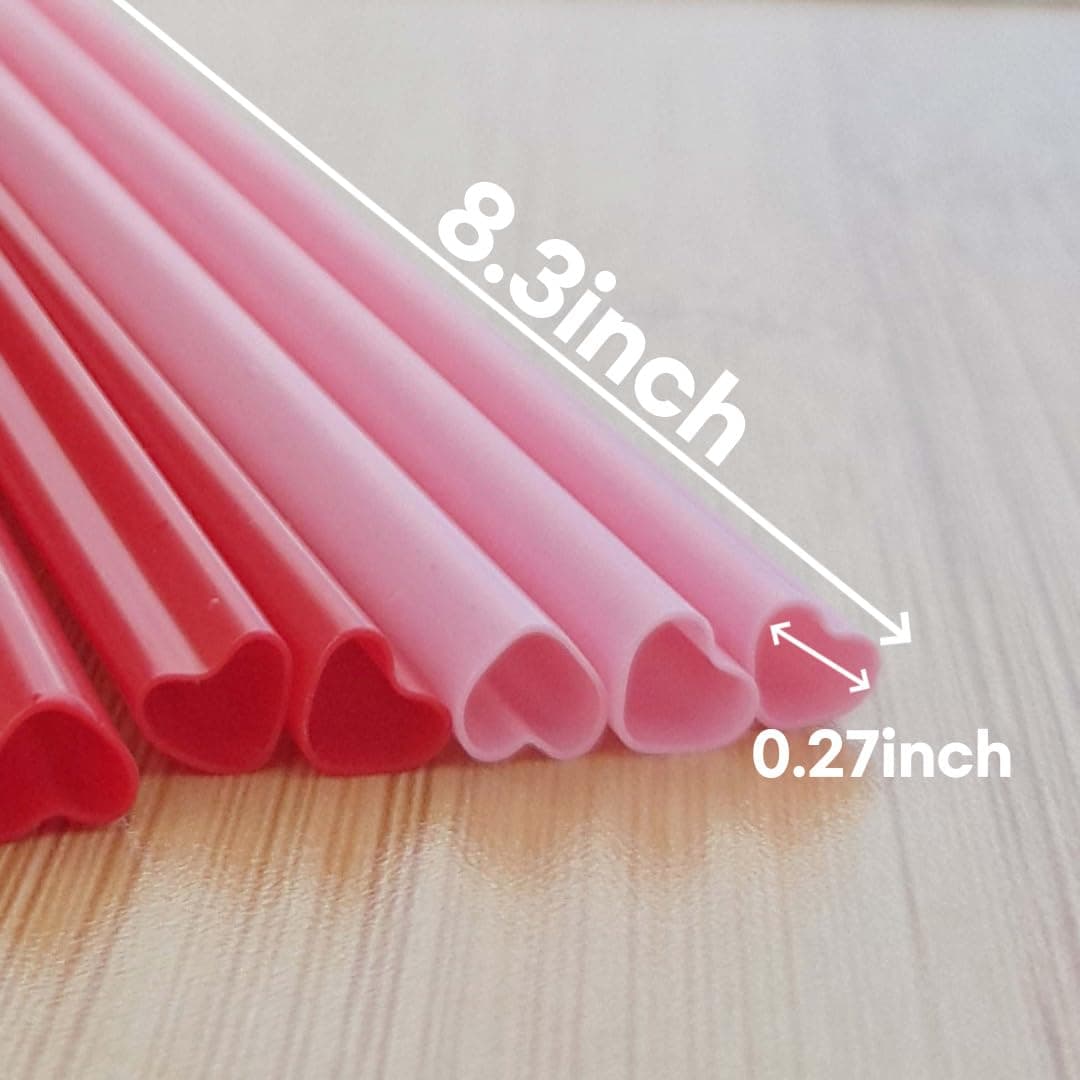 50pcs Heart Shaped Pink Straws Disposable Drinking Cute Straw Individually Wrapped Pink Plastic Straw Galentines Day, Cocktail, Birthday Party, Bridal Shower, Wedding Decorations