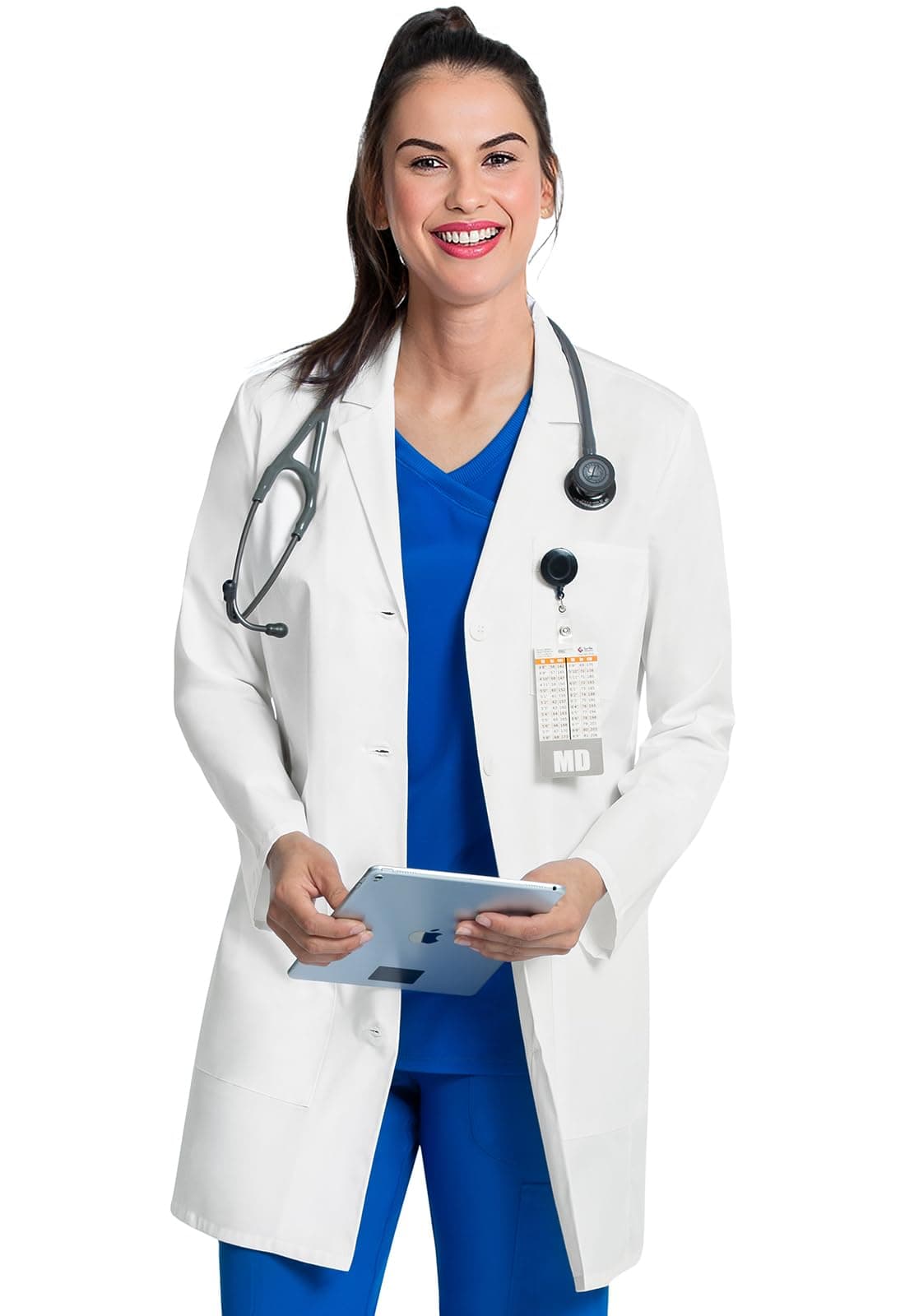 Women's Lab Coat Modern Classic Fit 33" & 35" Doctors Coat with 3 Pockets CK452