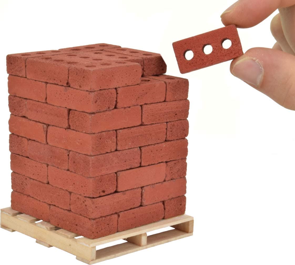 Acacia Grove Mini Red Bricks with Pallet, 1/6 Scale (64 Pack)