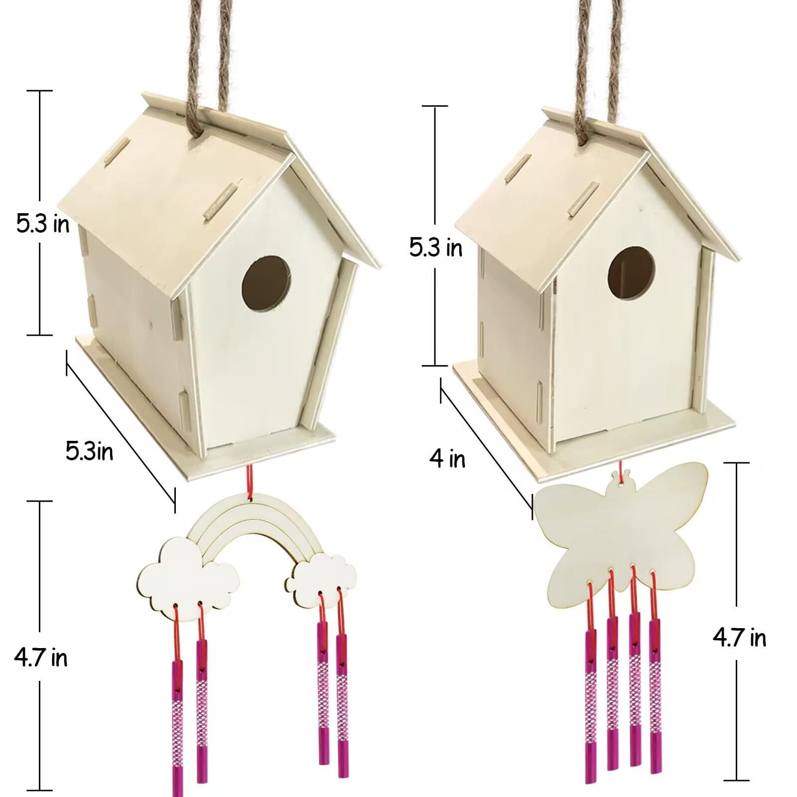 ORIENTAL CHERRY Crafts for Kids 4-8 Years Old - 2 Pack DIY Birdhouse Kit - Building and Painting Aviary (with Paint and Brush) Wooden Art for Girls Boys and Toddlers Ages 3-5 8-12 Years