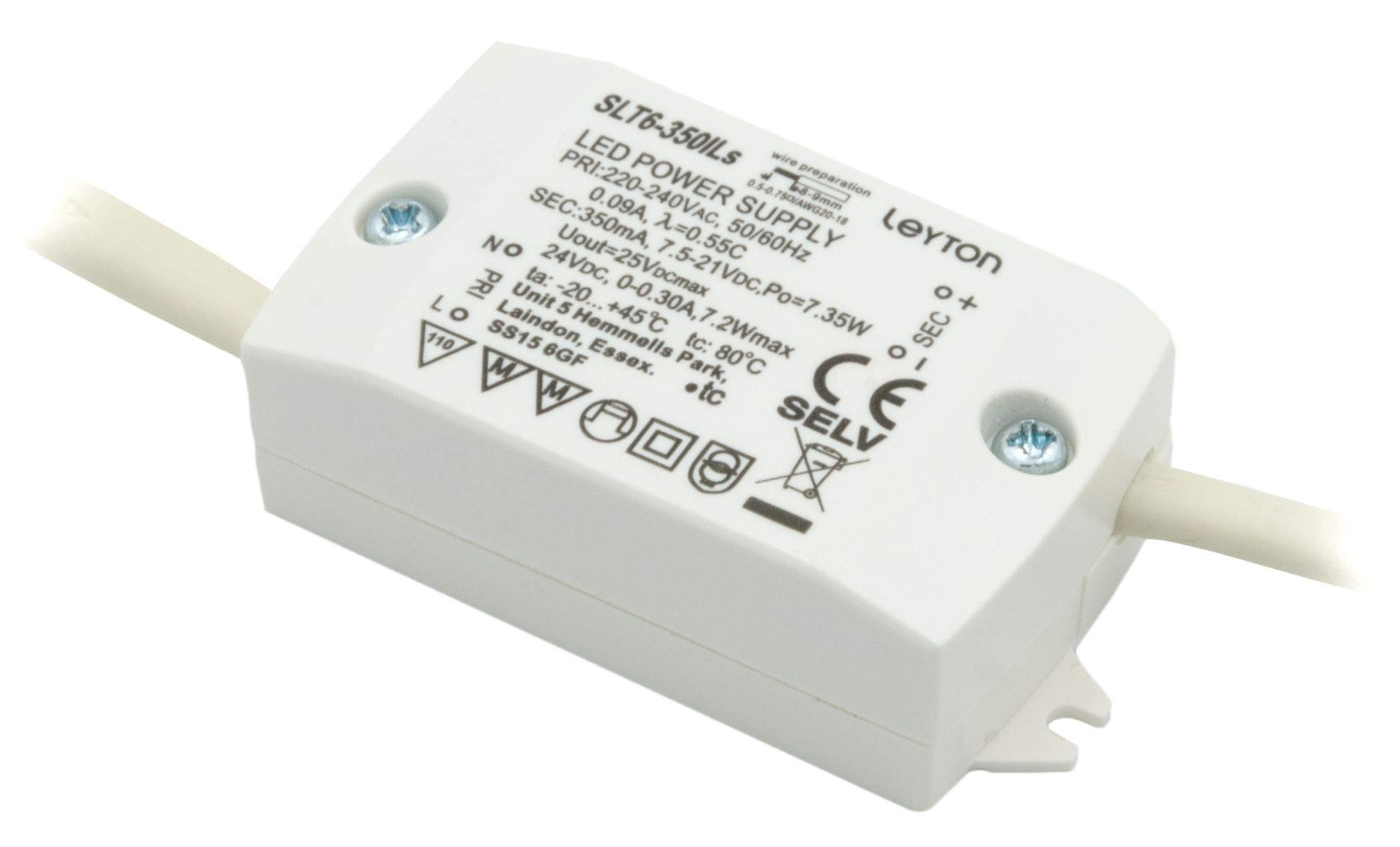 Leyton Lighting DRV24-6W-AMP6 24v, 6w LED Driver, AMP output socket