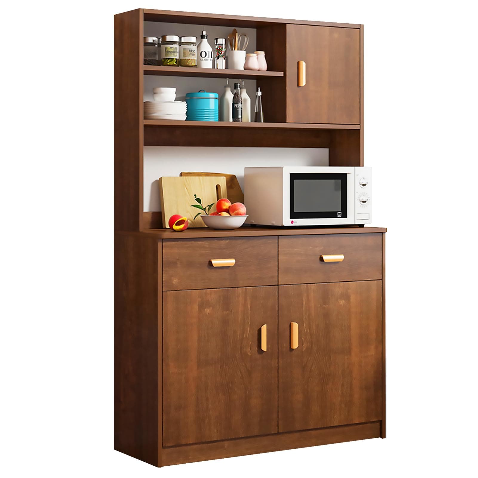 Beauenty Sideboard Buffet Cabinet, Coffee Bar Cabinet, Buffet Sideboard, 2 Drawers & 3 Doors Sideboard Functional Kitchen Cabinet for Office, Dining Room, Living Room (Style 2)