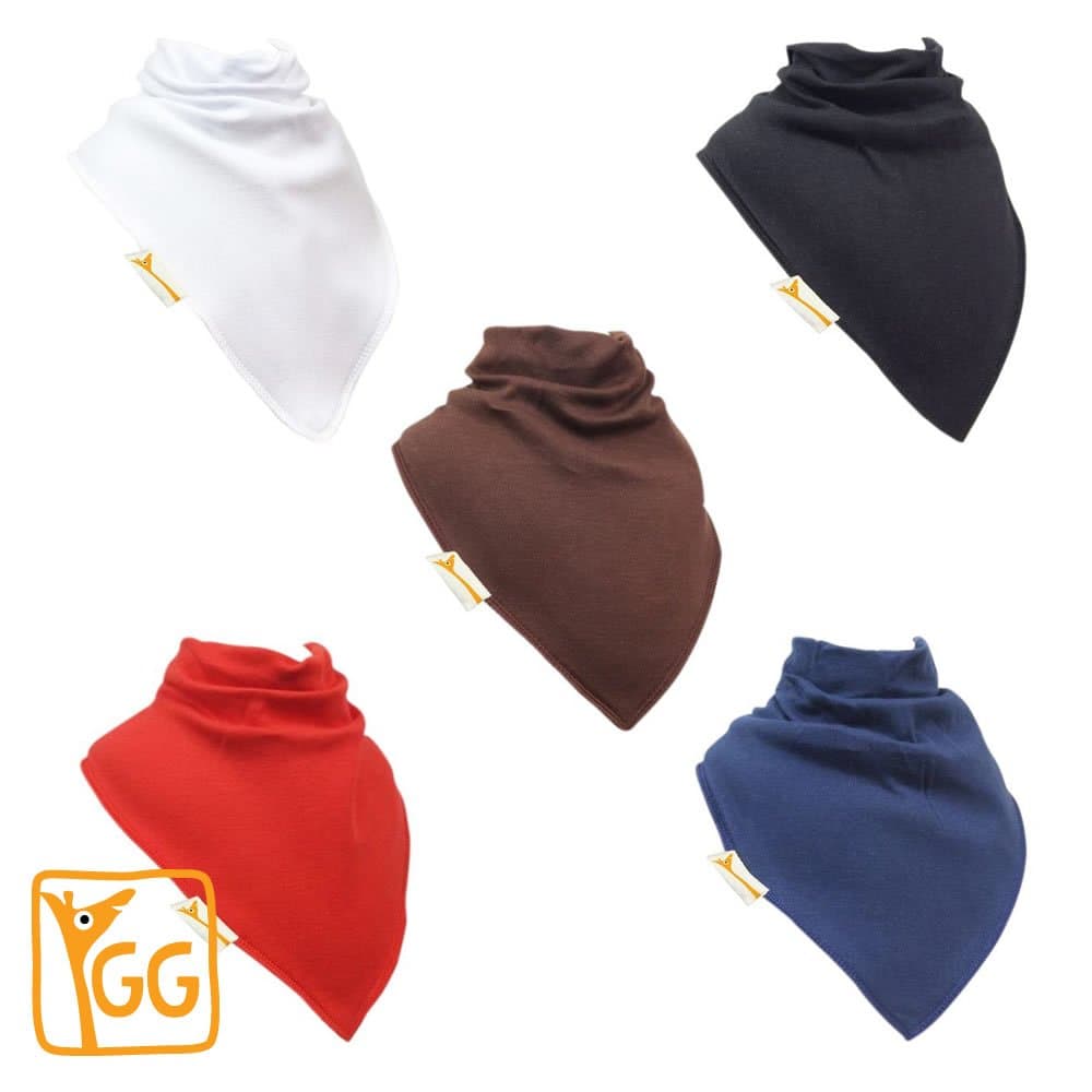 Set of 5 Groovi Gee Plain Boys Extra Large (XL) Bandana/Dribble/Toddler Bibs
