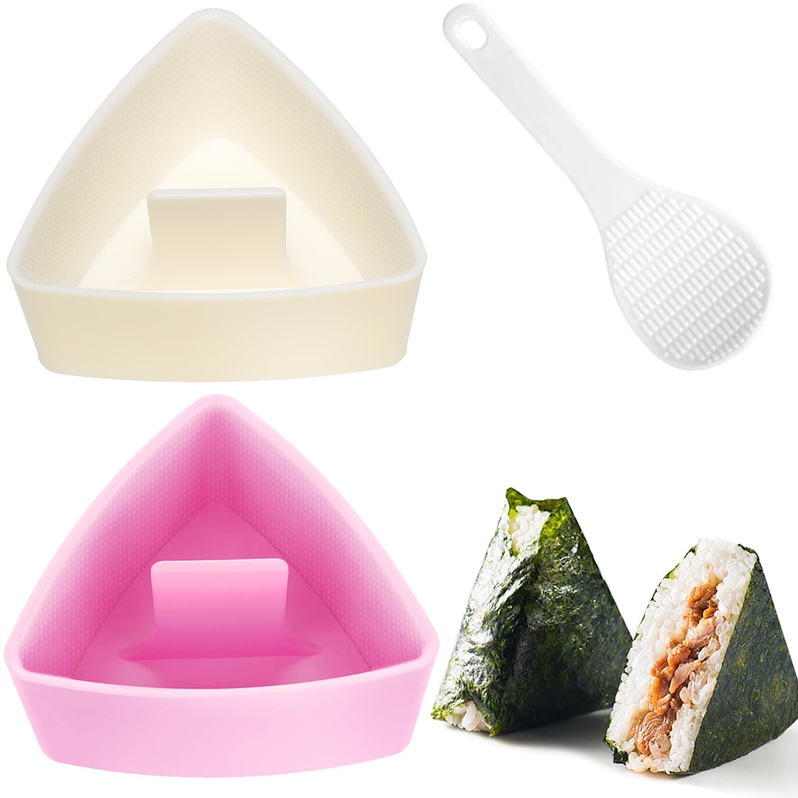 Onigiri Mold Triangle, 2 Pack Rice Ball Mold Sushi Makers, Japanese Rice Cooker for Kids Bento