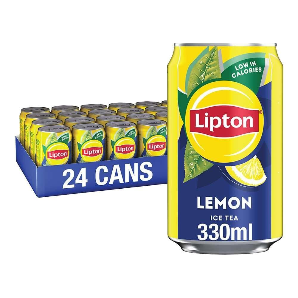 Lemon Ice Tea Can 330 ml (Pack of 24), Low Calorie Soft Drink, 100% Black Tea Extract
