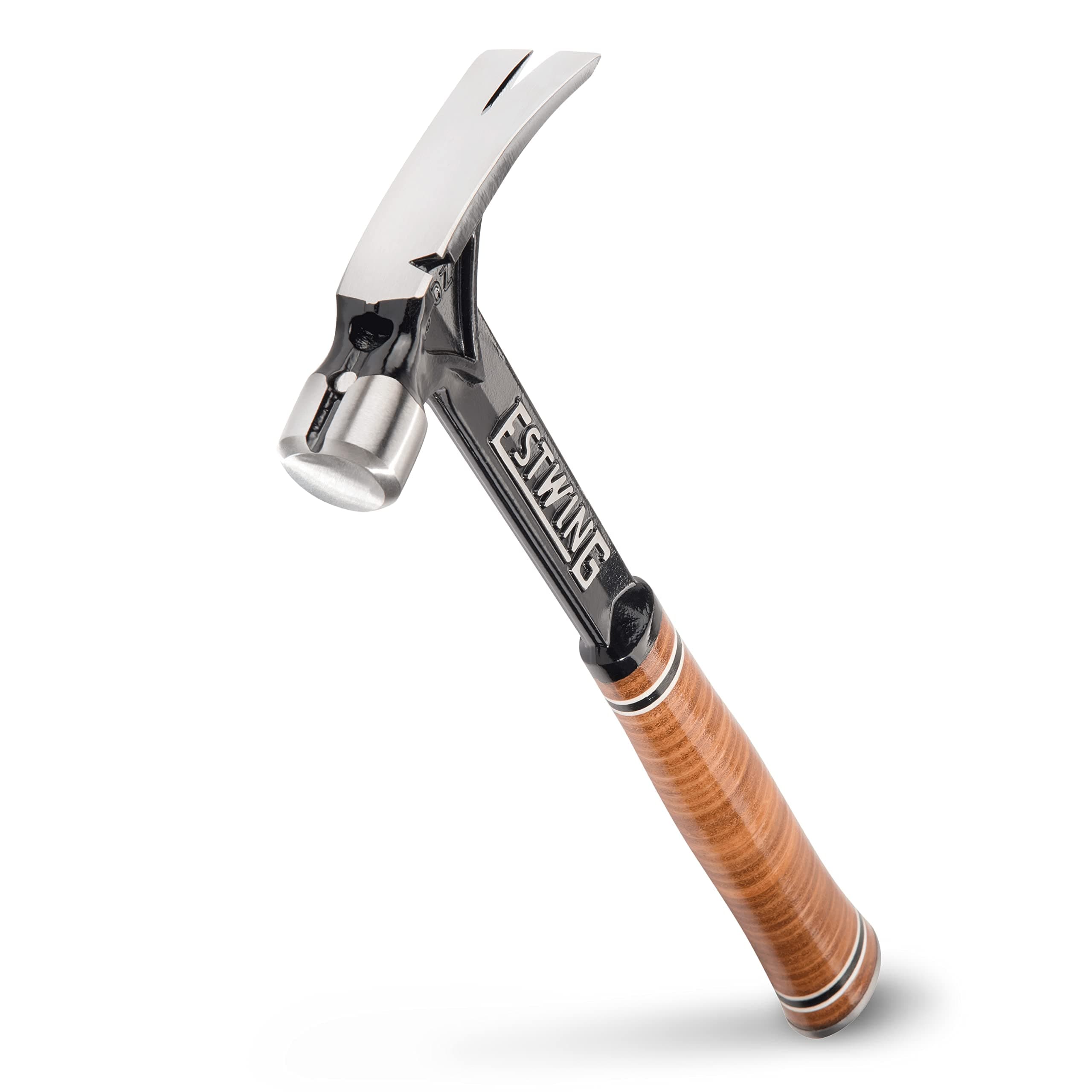 Ultra Series Hammer - 15 oz USA Made Short Handle Rip Claw Framing Hammer with Smooth Face & Genuine Leather Grip - E15SR