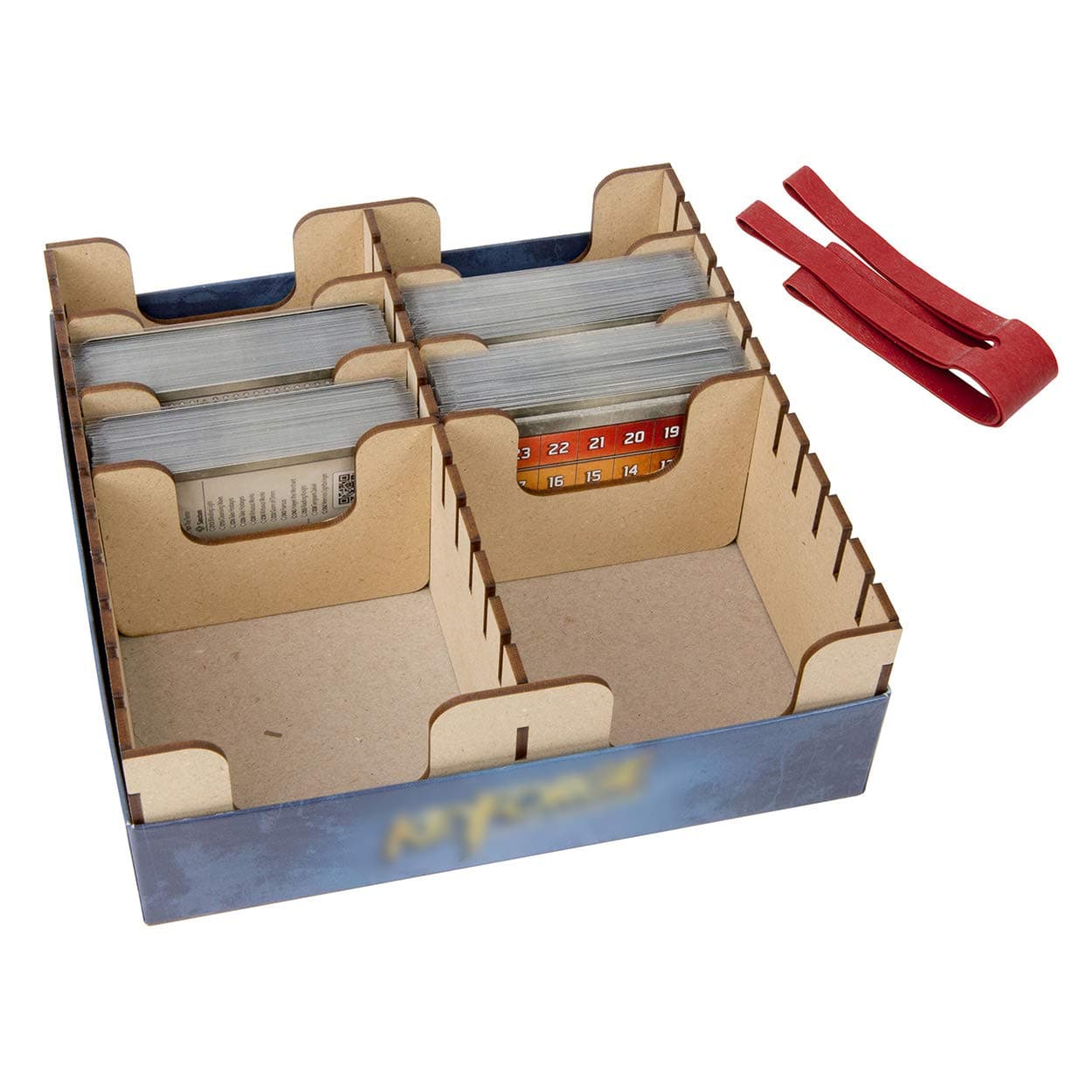 The Broken Token Compact Card Game Organizer - Deluxe Expansion Wood Storage Box with Multiple Dividers and Rows