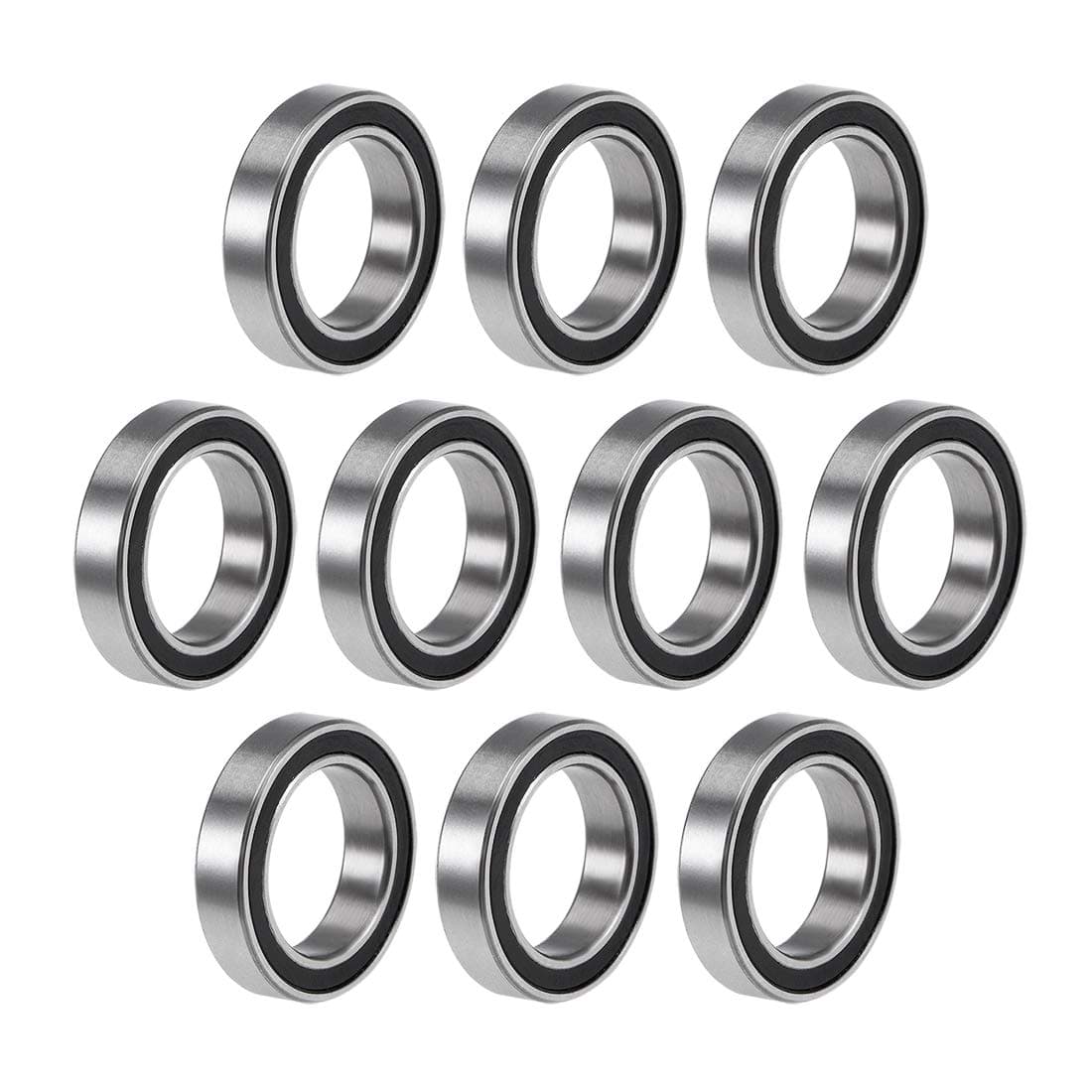 sourcing map 6701-2RS Deep Groove Ball Bearings Z2 12mm x 18mm x 4mm Double Sealed Chrome Steel 10pcs