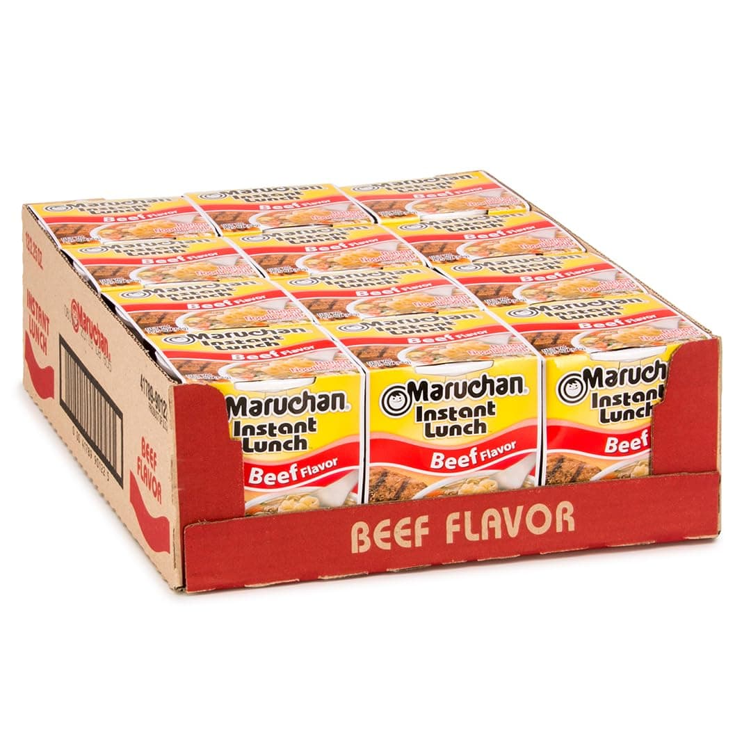 Maruchan Instant Lunch Ramen Noodles, Beef Flavor – Japanese-Style Instant Noodle Soup, Easy Meal Ready in 3 Minutes – 2.25 Oz. (12 Pack)