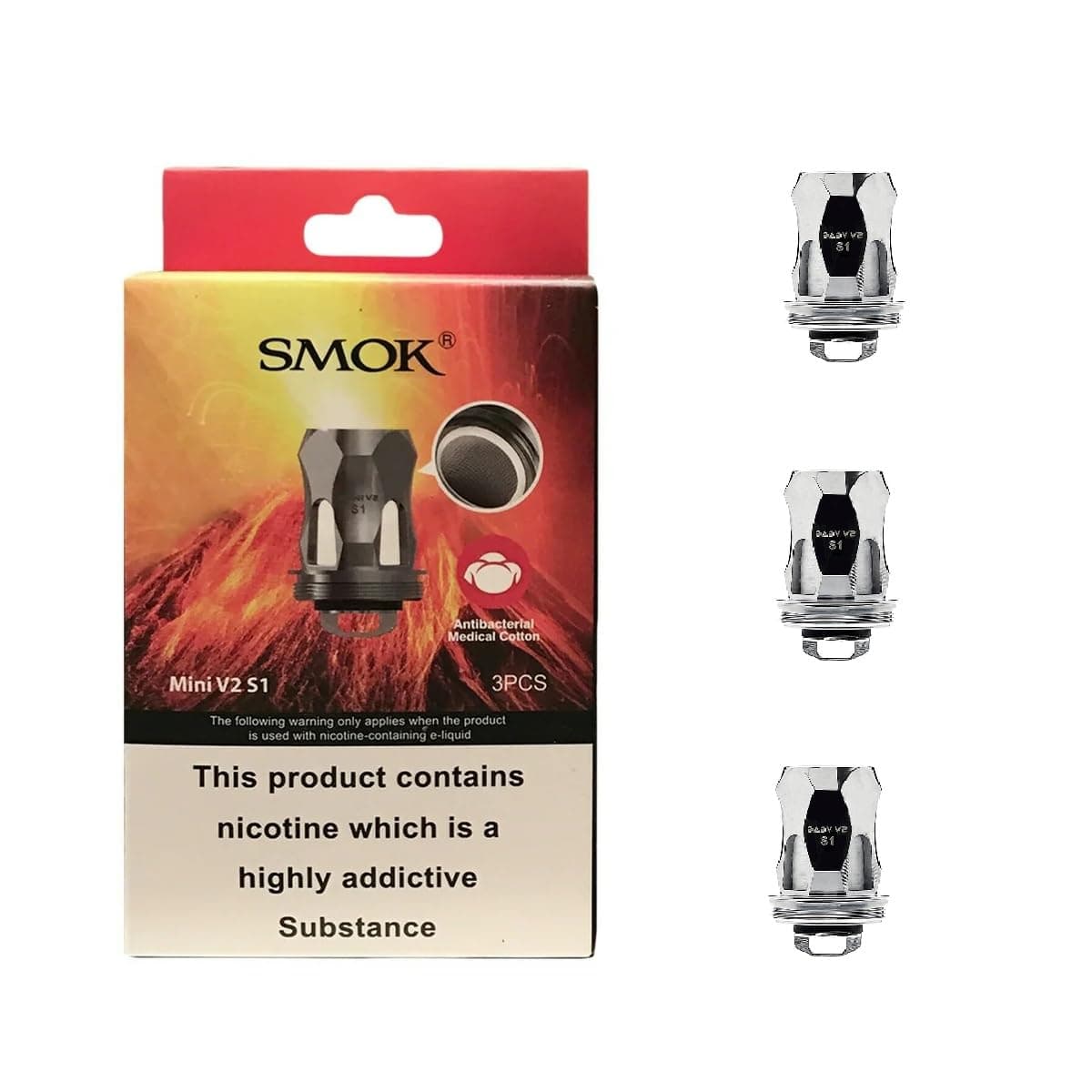 SMOK Baby V2S1 Mesh Coils – 0.15 Ohm Single Mesh Pack of 3, Dense Vapor & Int...