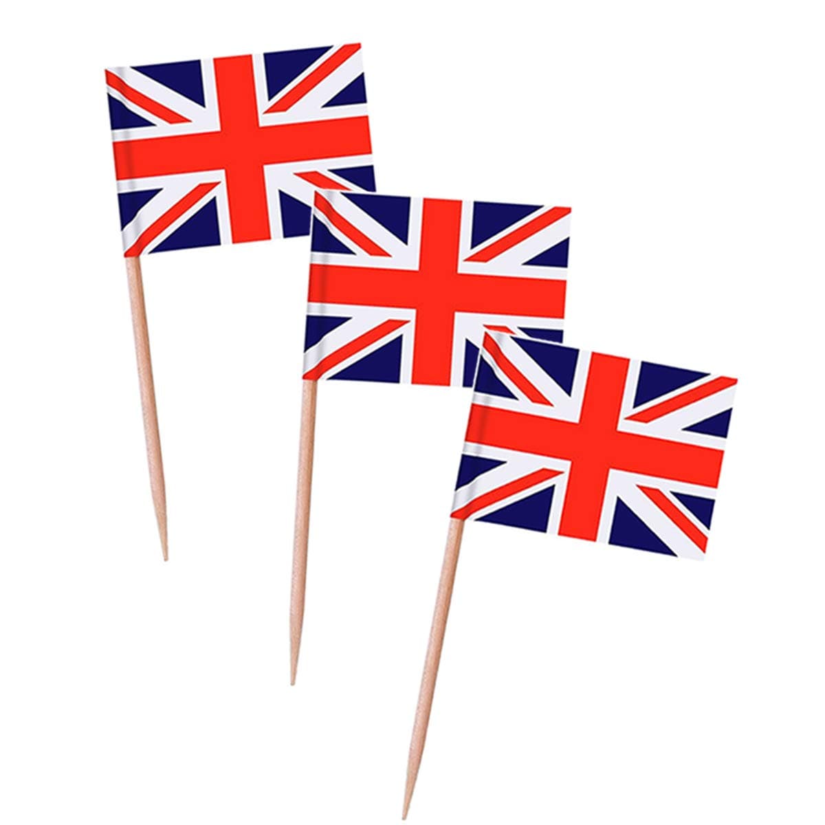 Topoox 100 Pack British Flag Party Cupcake Picks Toothpick Flag Dinner Flags Cake Toppers Decorations