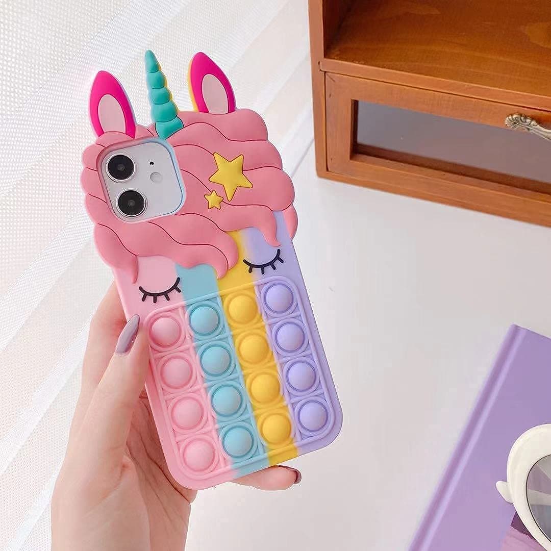 Xian Pop Phone Case for iPhone 6/6S/7/8/SE 2020,Unicorn Cartoon Kawaii Cute Silicone Design Mobile Phone case for Girls' iPhone (for iPhone 6/6S/7/8/SE 2020 4.7") Rainbow