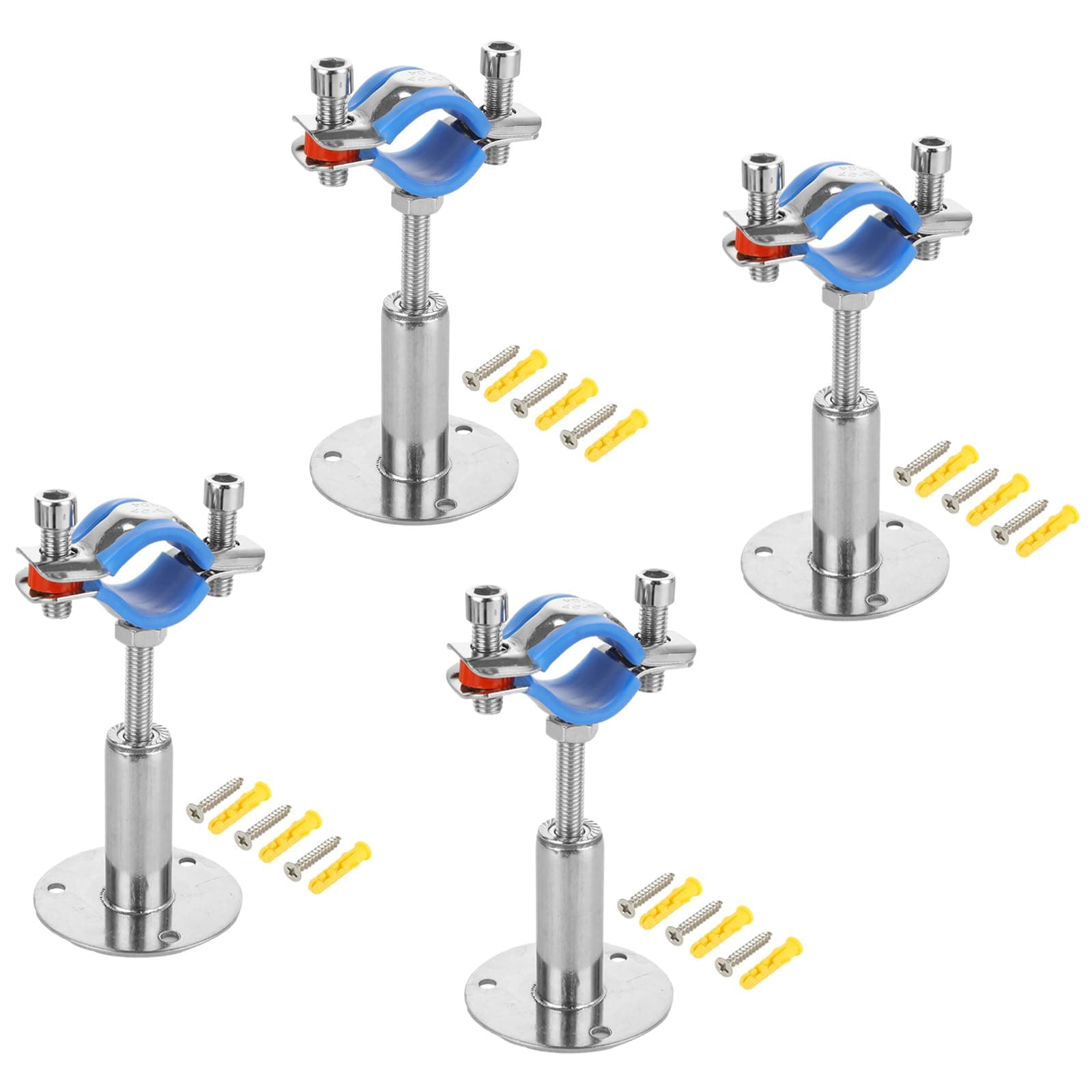 DAJAVE 6 Pack 304 Stainless Steel Wall Mount Ceiling Mount Pipe Supports, Adjustable Pipe Support Bracket with Screws for OD Pipe 3/4 Inch(25-28mm), Adjustable Height 50-100mm