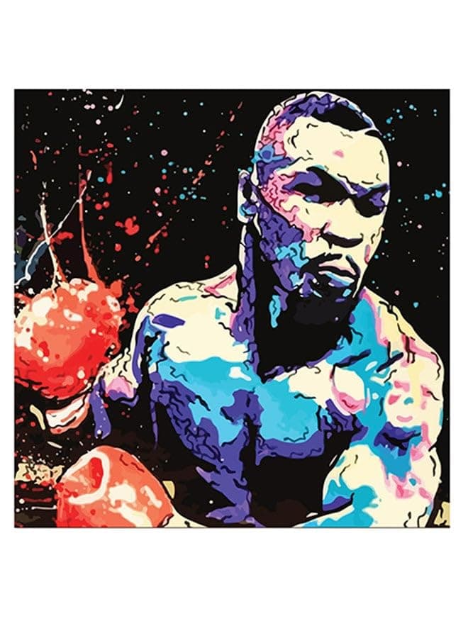 RYN Mike Tyson Boxer Themed Wall Art Black/Blue/Red 30X30Cm