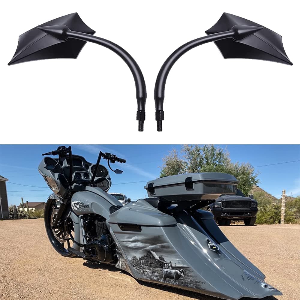 Black Irregular Shape Motorcycle Mirrors,Upgrade Rearview Motorcycle Mirrors With M8 10 Screws Compatible with Harley Yamaha Kawasaki And More