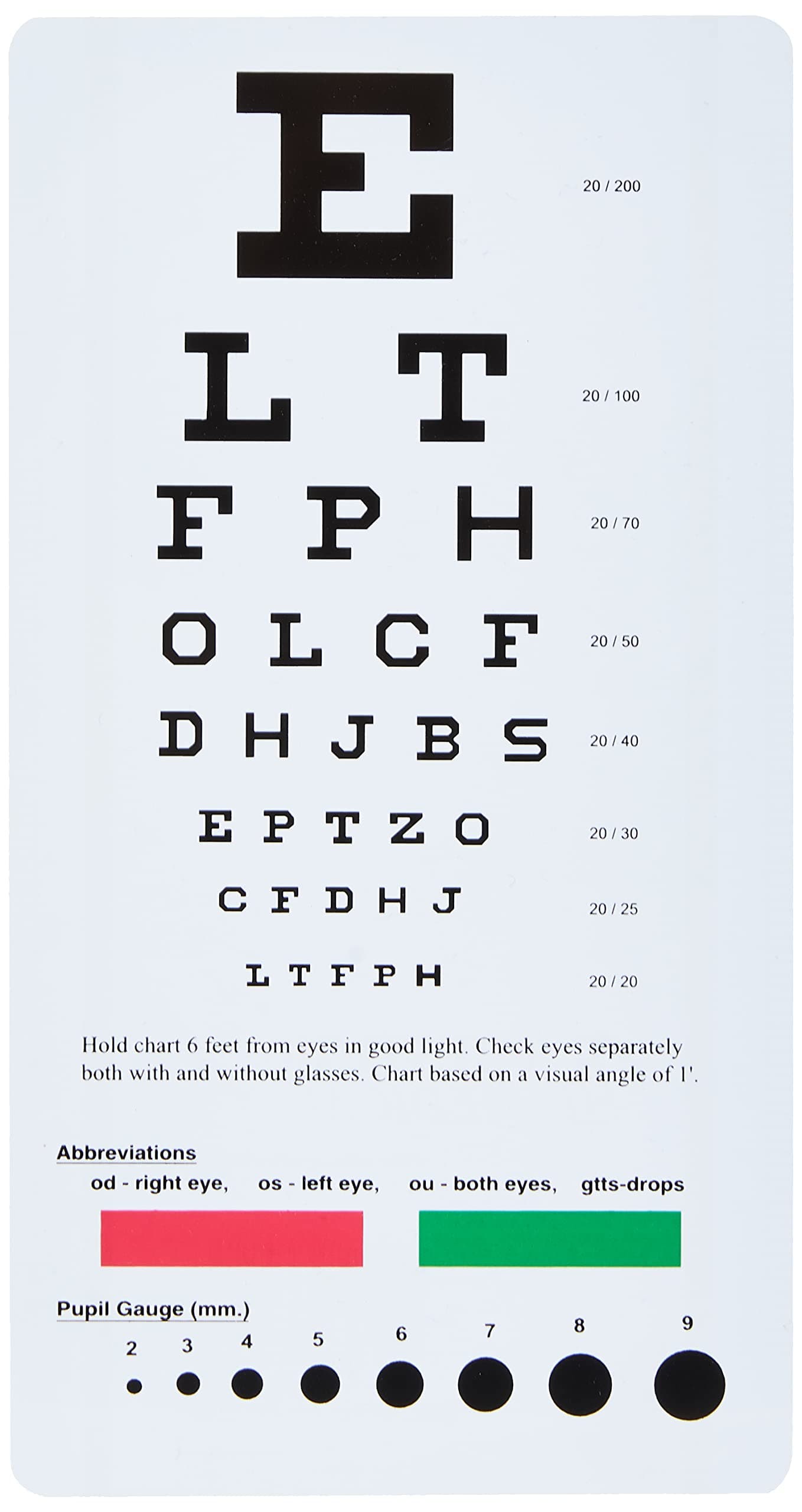 NCD Medical Snellen Pocket Eye Chart