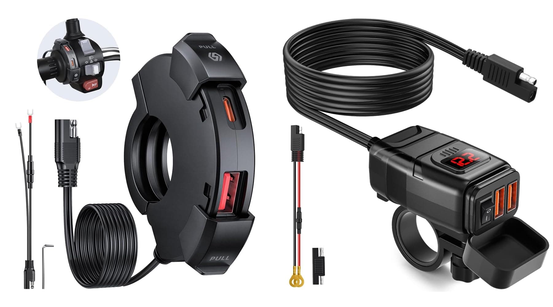 EXTRACTME Motorcycle Phone Charger, 6.8A Quick Charge 3.0 Dual USB, Waterproof Quick Disconnect SAE to USB Adapter for Phone, Tablet, GPS