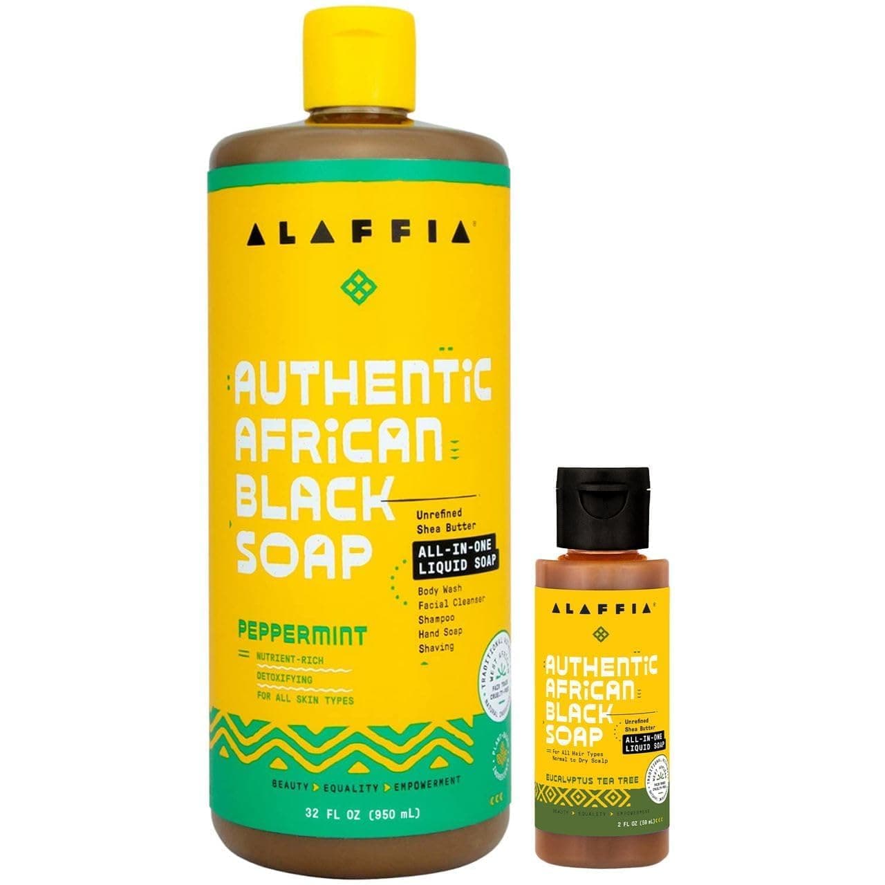 Alaffia Authentic Afican Black Soap Peppermint, 32 Ounce