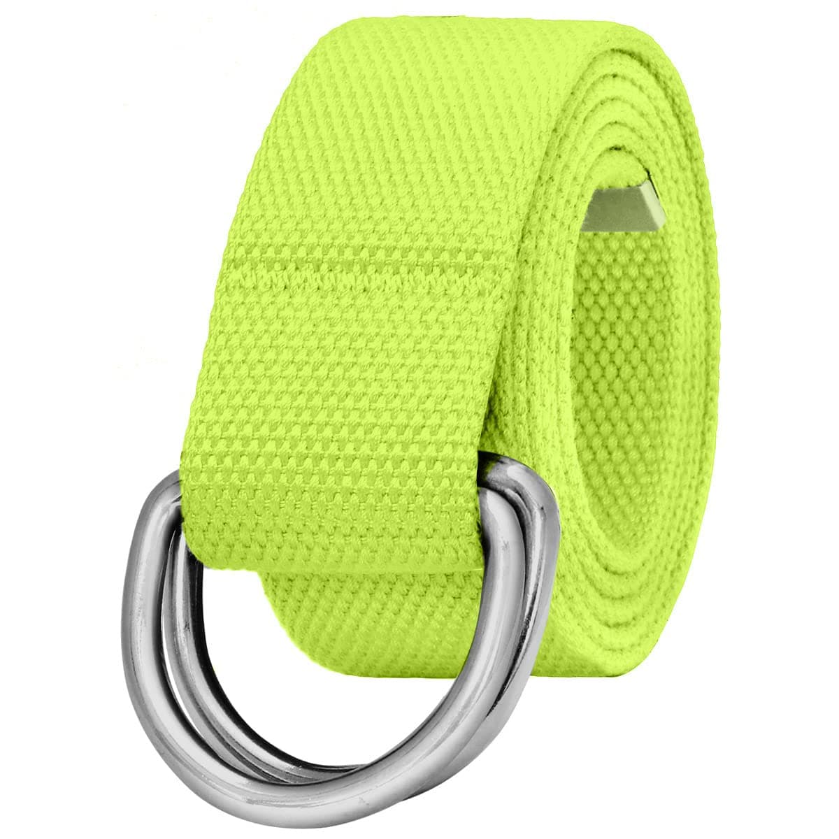 Canvas Web Belt Metal Double D Ring Buckle for Men Women Casual Cloth Military Style Belt 1 1/2" Wide