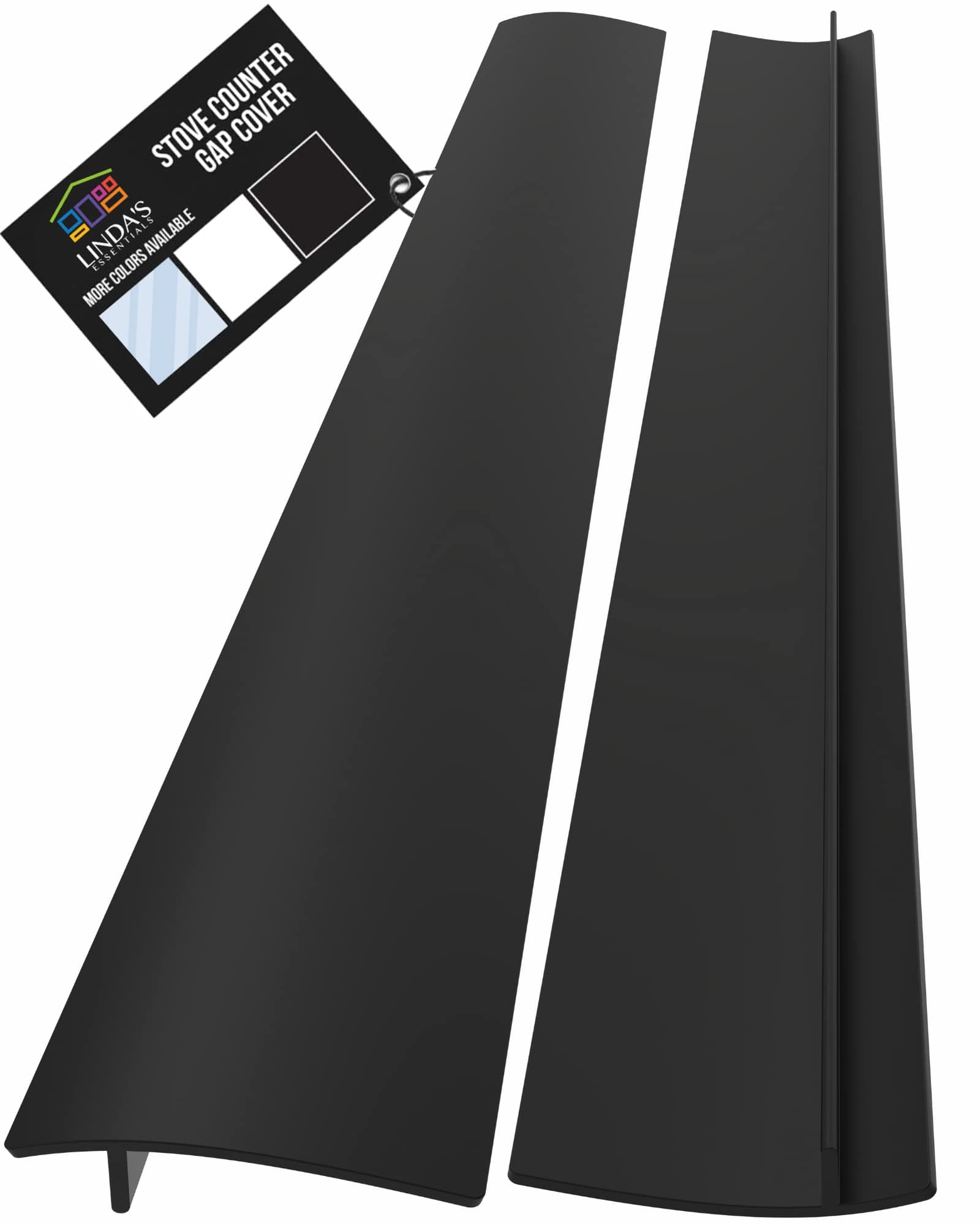 Linda’s Essentials Silicone Stove Gap Covers (2 Pack), Heat Resistant Oven Gap Filler Seals Spaces Between Stovetop and Counter, Easy to Clean (25 Inches, Black)