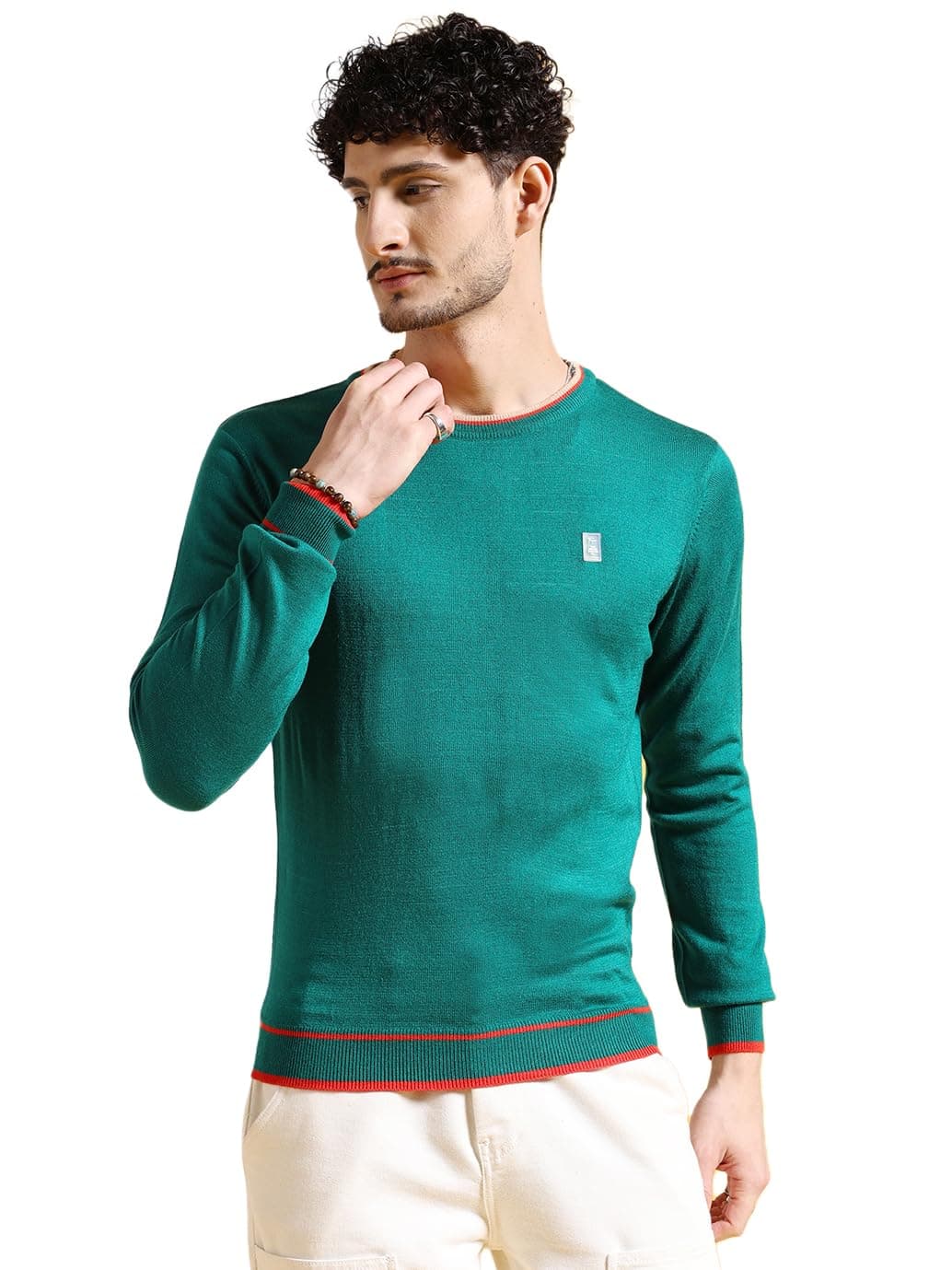 The Indian Garage CoMen Regular Fit Self Design Crew Neck Sweater