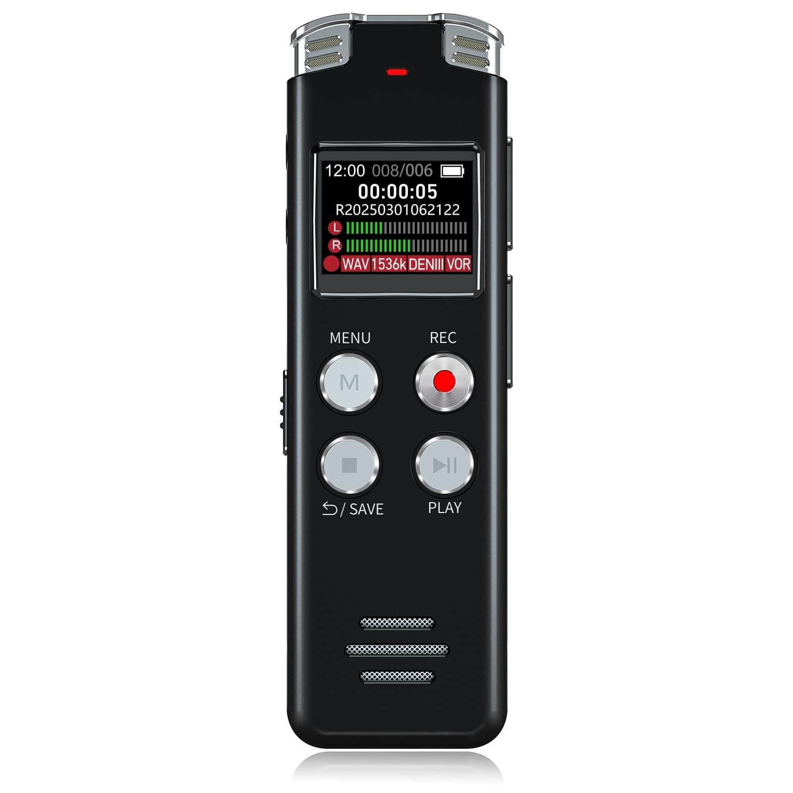 64GB Digital Voice Recorder with Playback: Voice Activated Recorders for Lectures Meetings Interviews - EVISTR Dictaphone Recording Device Tape Recorder Portable Mini, Audio Recorder with USB, MP3