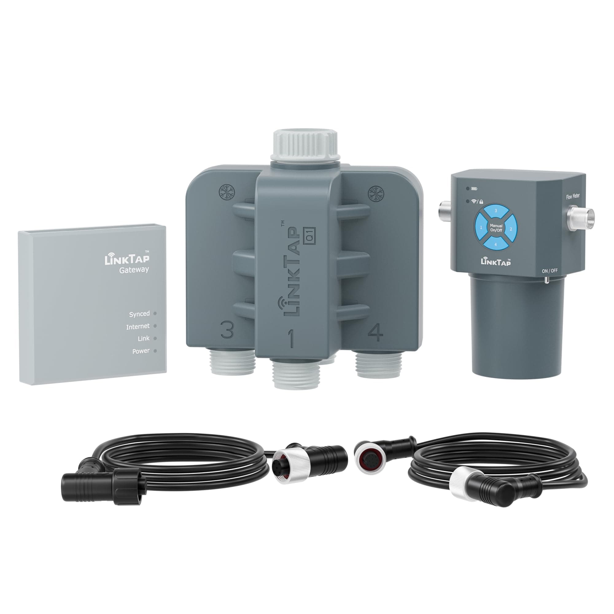 Q1 4-Port Smart Water Timer | Requires Gateway | 4 Separate Outlets, Intelligent Irrigation System Controller, Equals 4 G2S or 2 D1 Sprinkler Timers, Mesh Network for Garden/Yard/lawn/pool