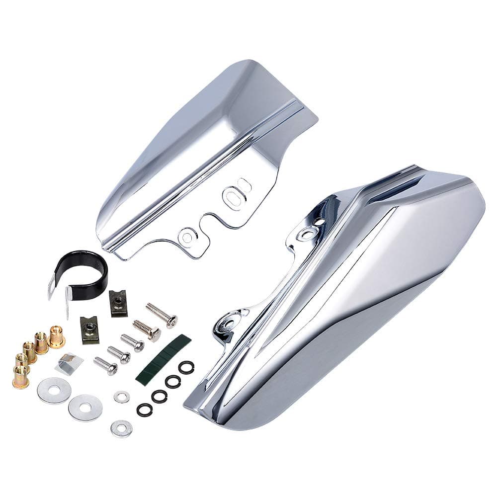 Pair Motorcycle Mid-Frame Air Deflector Chrome Heat Shield Compatible for 2001-2008 Harley Touring Models Electra Road King Glide (Chrome)
