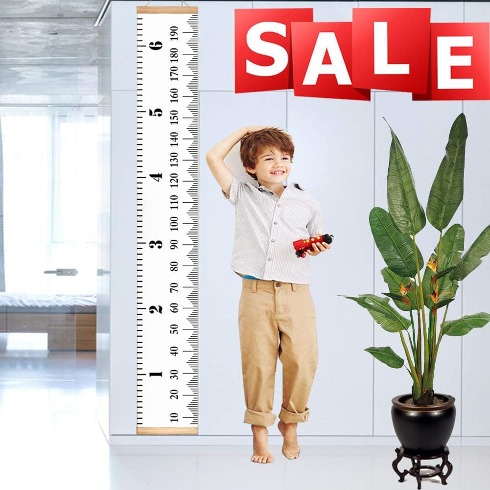 YiCoo Kids Growth Chart Children Height Chart Canvas Wall Hanging Measuring Rulers Tape for Baby Infant Kids Toddlers Boys Girls Room Decoration 7.9” x 79”