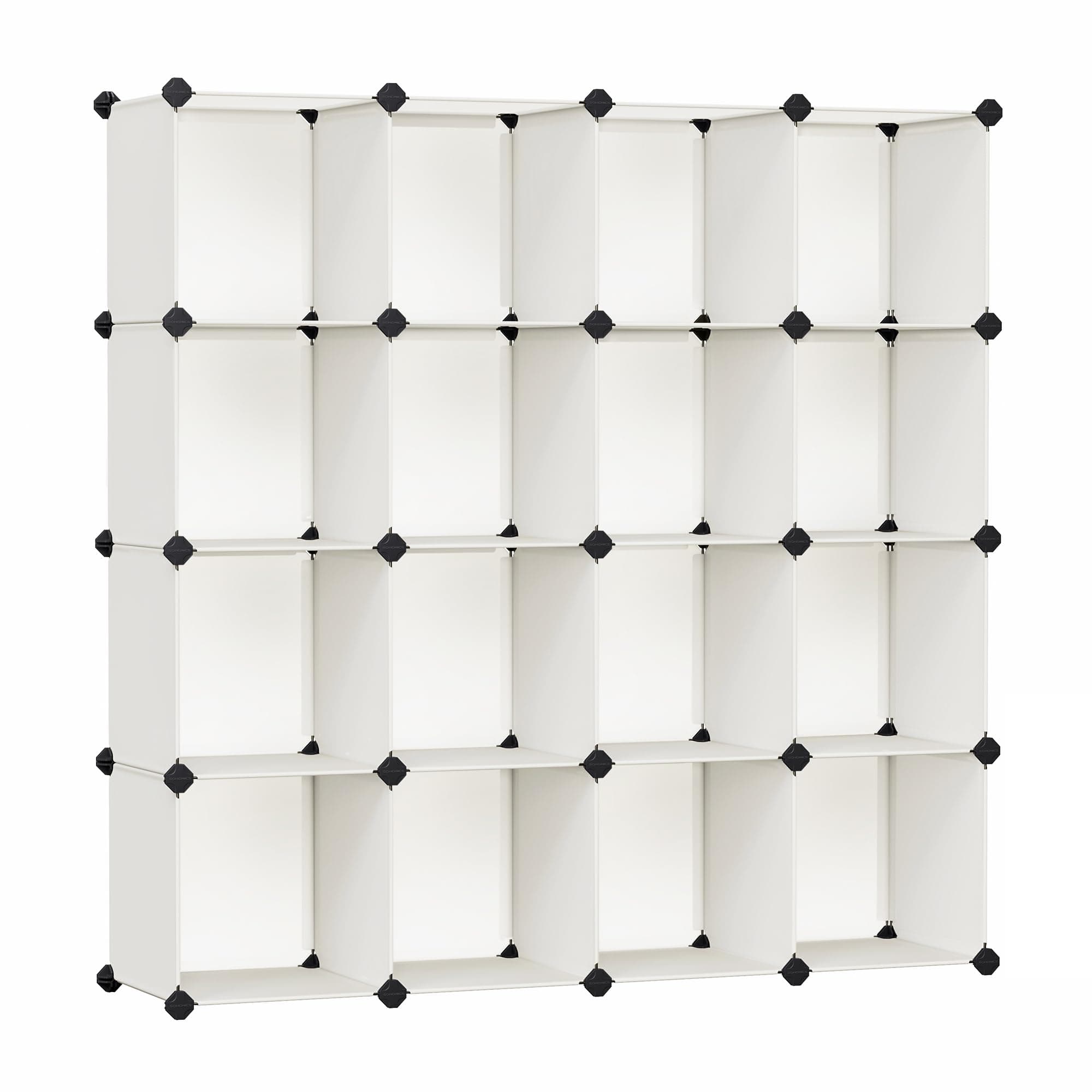 SONGMICS Cube Storage Organizer, Set of 16 Plastic Cubes, Book Shelf, Closet Organizers and Storage, Room Organization, Bedroom Living Room, 12.2 x 48.4 x 48.4 Inches, Cream White ULPC442M01