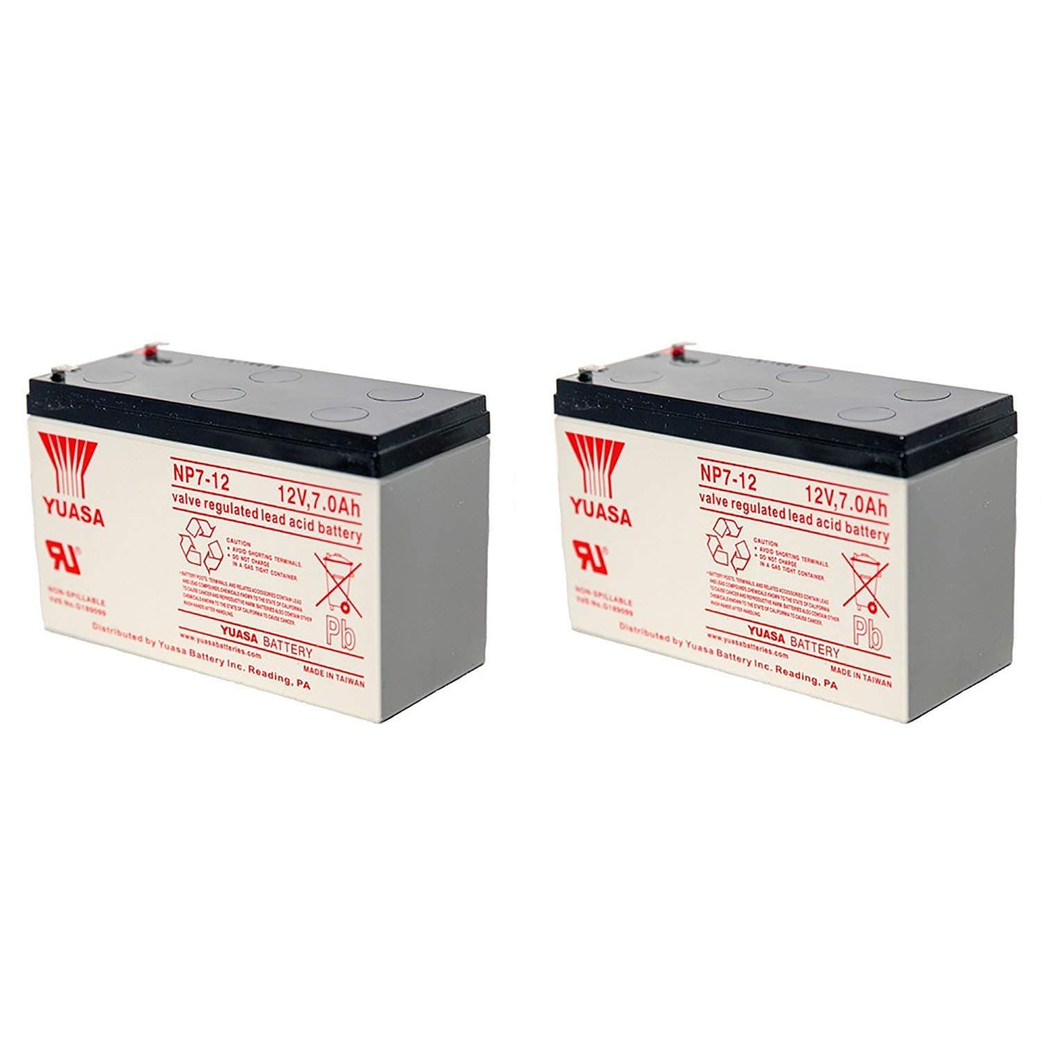 Yuasa NP7-12 12V 7AH Battery (2 Pack)