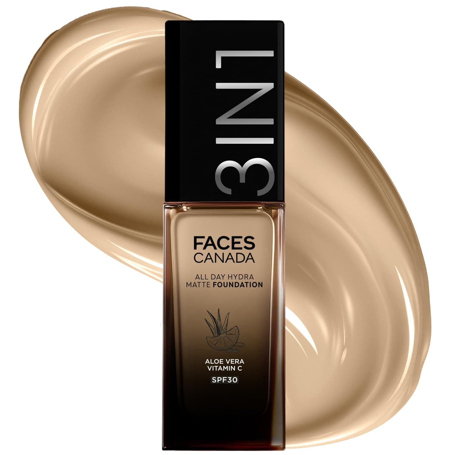 All Day Hydra Matte Foundation Cream| 3-in-1 Foundation + Moisturizer + SPF 30|24 HR Aloe Hydration & Vitamin C|10HR Long Wear|Medium to High Buildable Coverage|Absolute Ivory 012|30ml