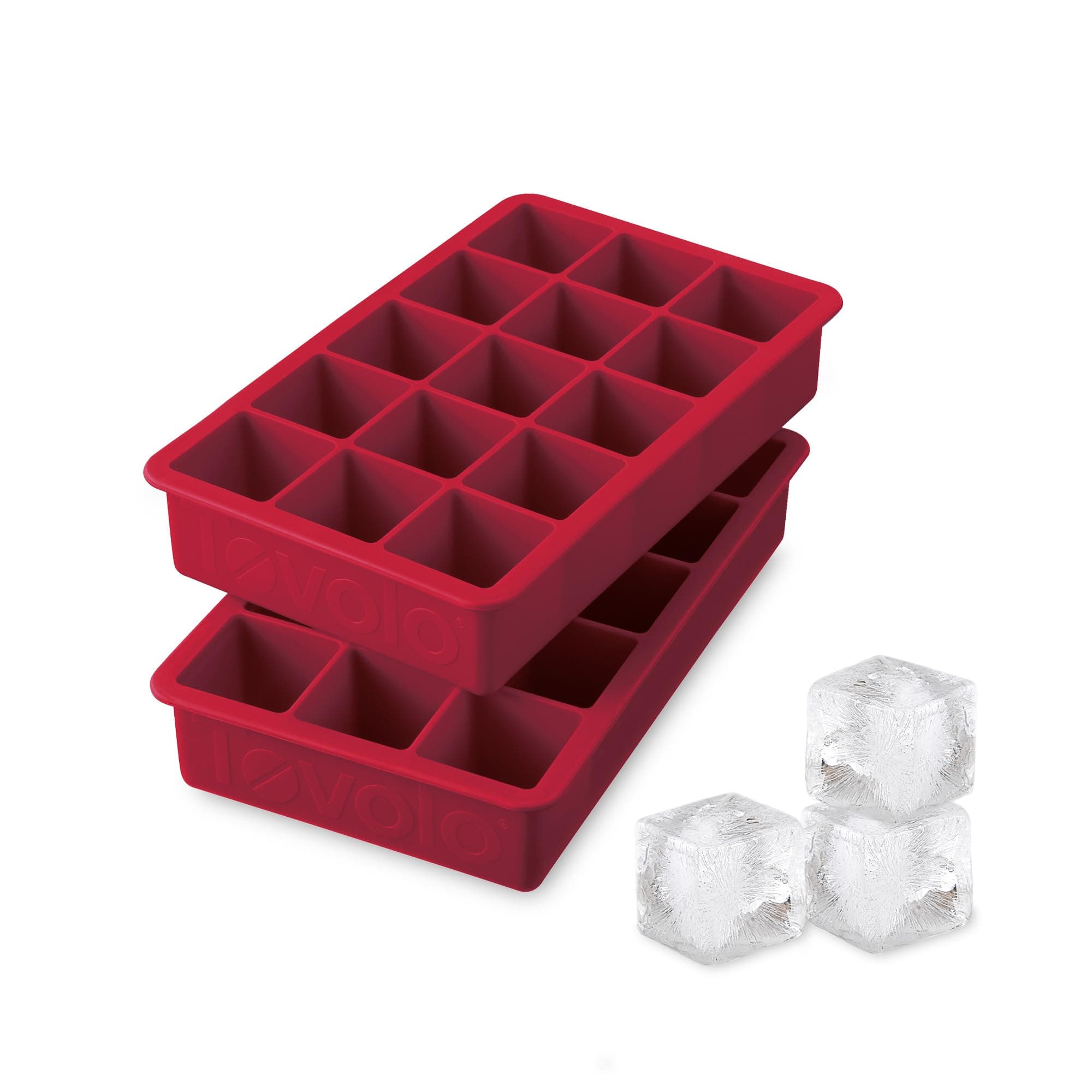 Silicone Ice Cube Tray Cayenne Red Pack of 2 BPA Free Ice Tray Mold for Coffee Drinks Cocktails, Dishwasher Safe Easy Release Perfect 1 Inch Cube Ice Tray for Whiskey Bourbon Spirits