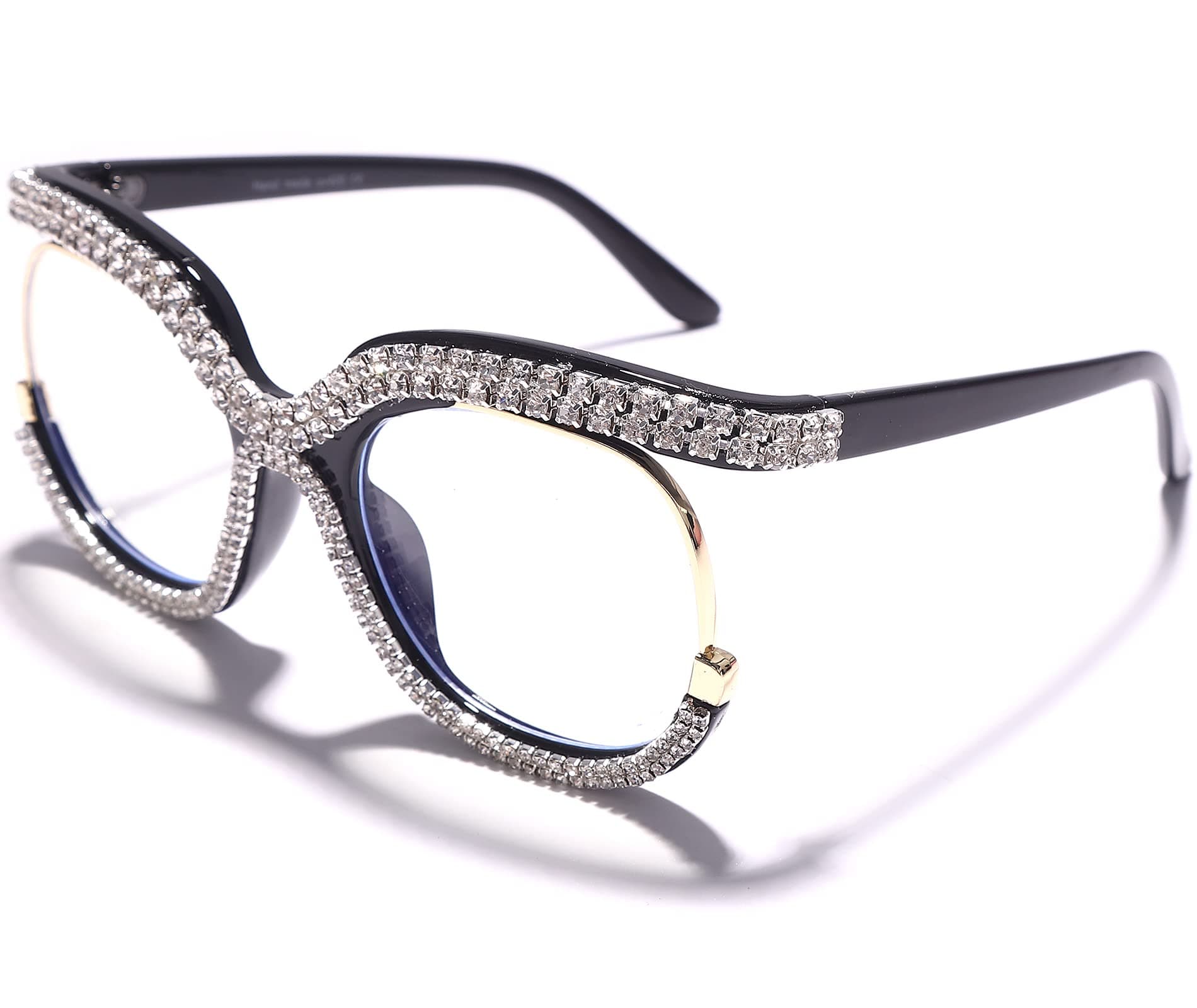 Rmerom Blue Light Blocking Oversized Glasses Stylish Fake Round Eyeglasses for Women UV400 Protection Eyewear GVA9051