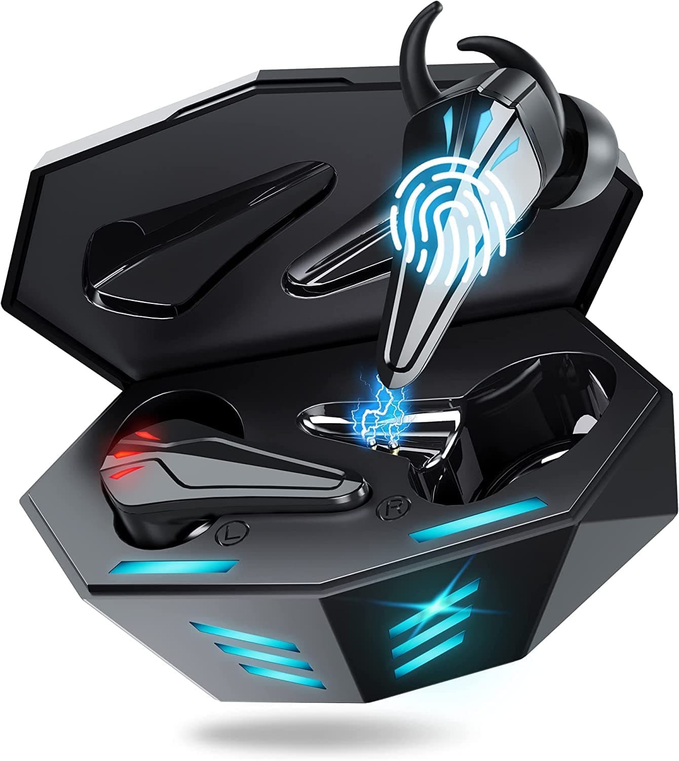 Wireless Earbuds Noise Cancel,48 Hours Playtime Low Latency Gaming Earbuds 5.3 Bluetooth Headphone IPX7 Waterproof Immersive Deep Bass Bluetooth Earbuds Compatible with Apple & Android (TW2S)