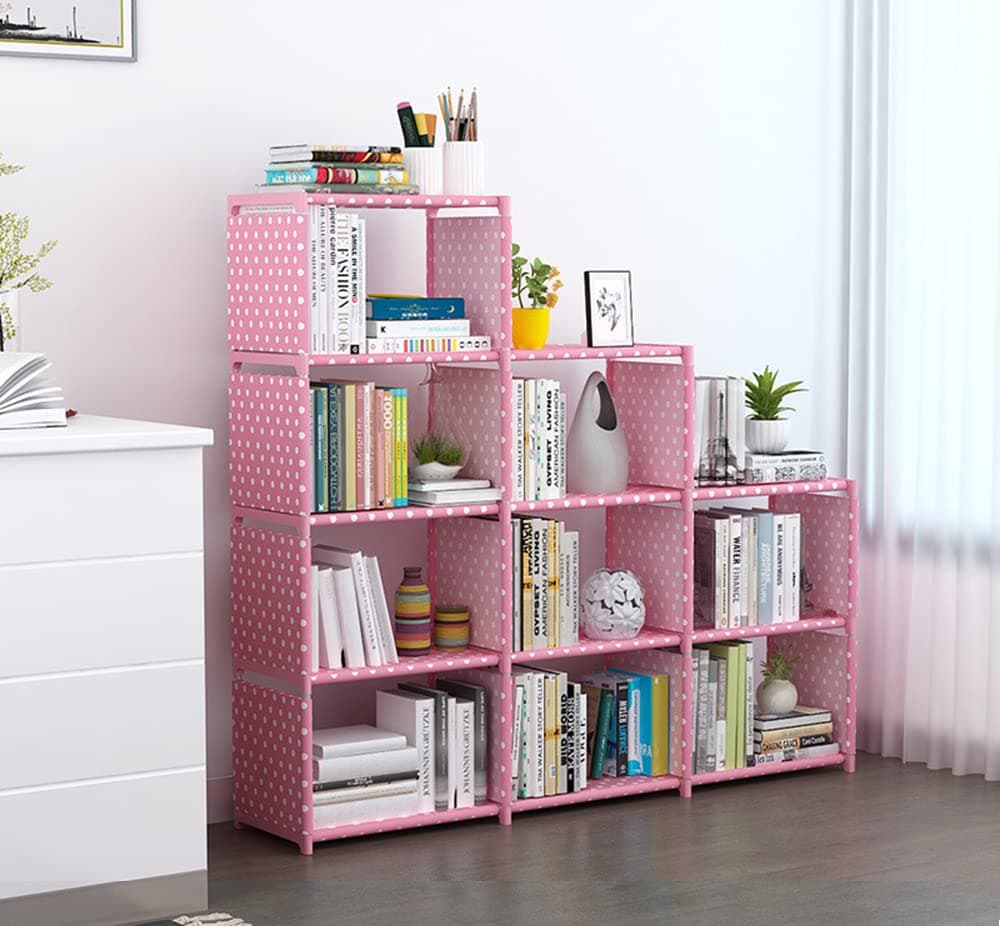 HALAMODO Bookshelf 9-Cubes Book Shelf Adjustable Bookcases Office Storage Shelf Storage Cabinet-C