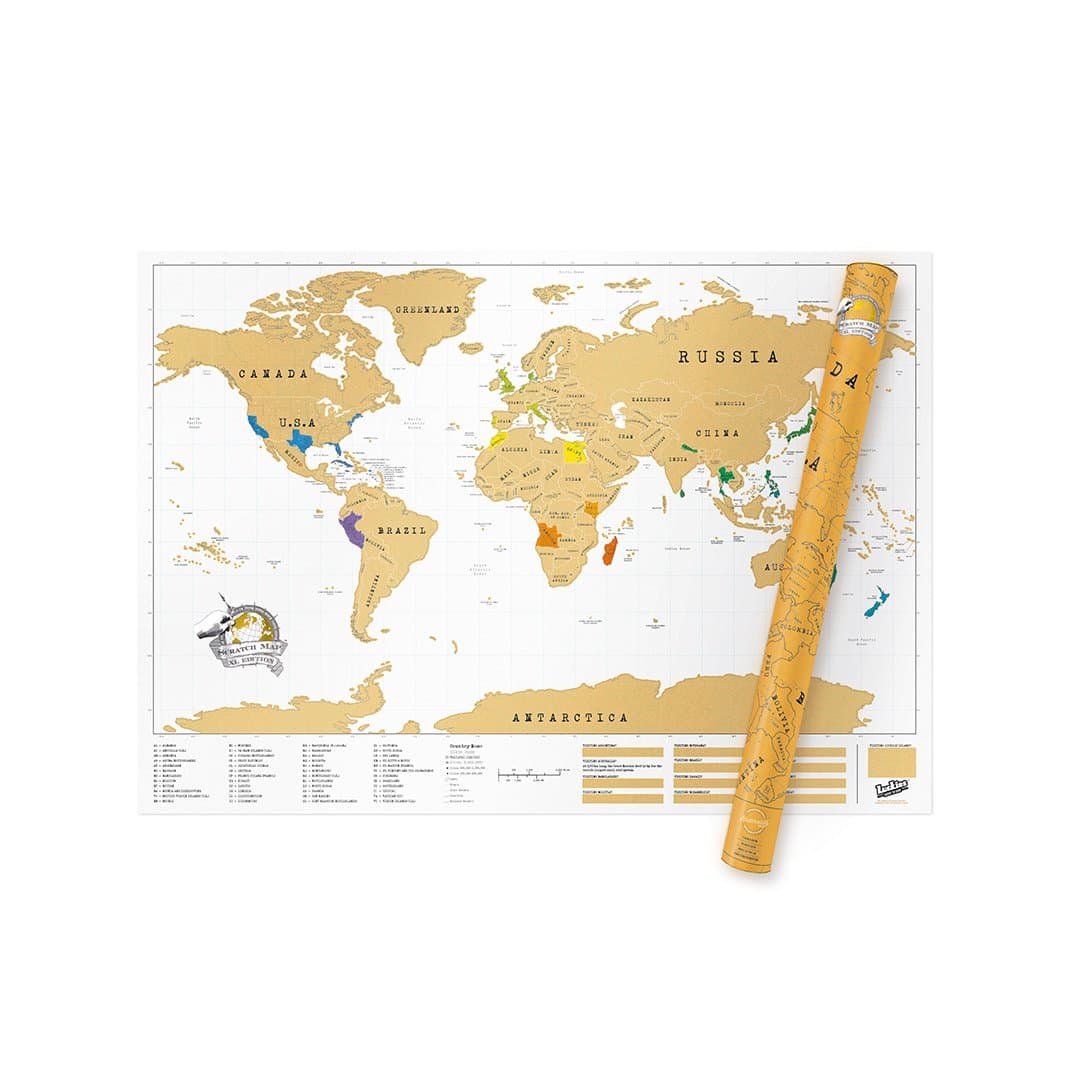 Extra Large World Scratch Map – Personalized World Travel Map – Scratch Off Map – Fun & Colourful Scratch Poster – Perfect Gift For Travelers – White