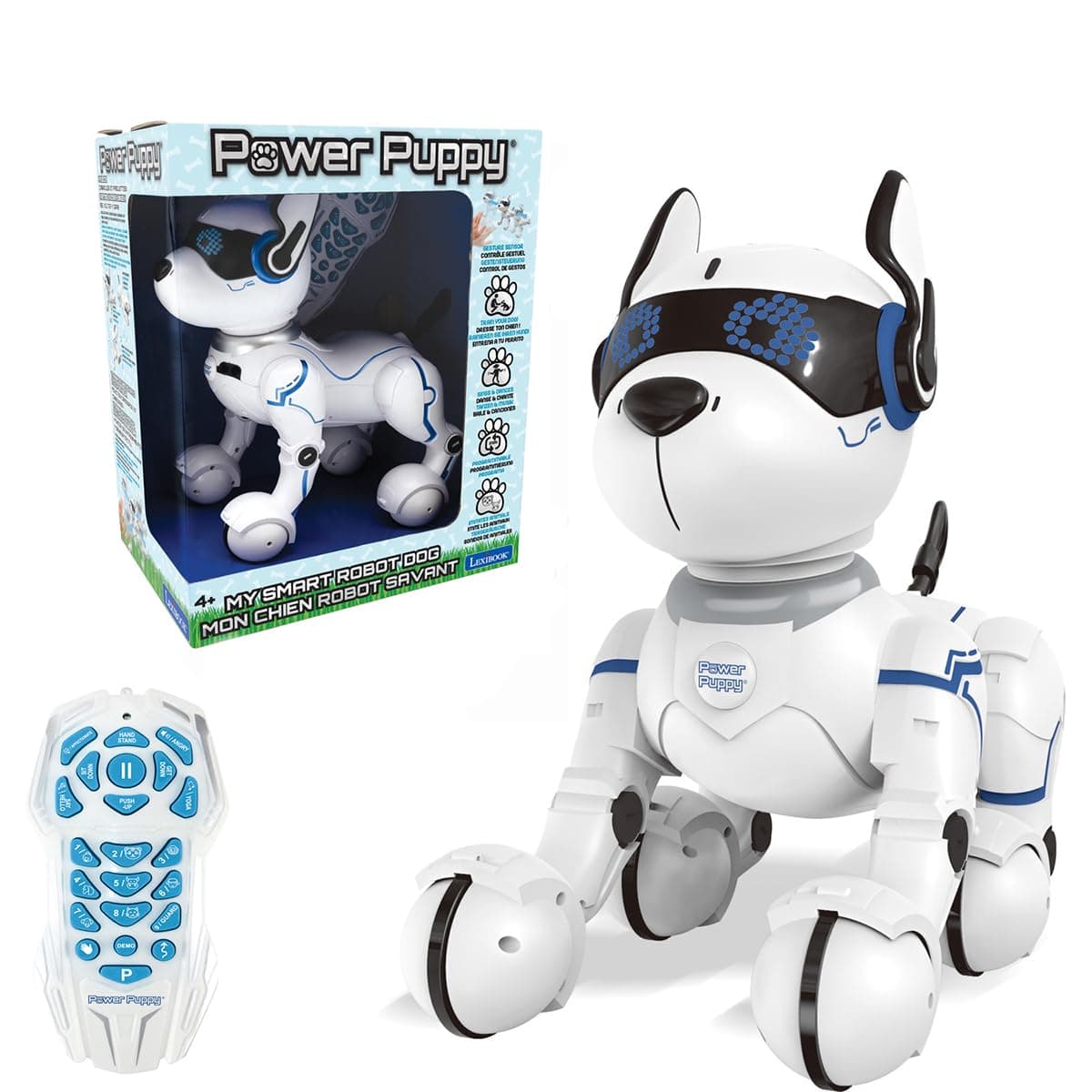 LEXiBOOK Power Puppy - My Smart Robot Dog - Programmable Robot with Remote Control, Training Function, Dances, Sings, Light Effects, Rechargeable Battery, Children's Toy - DOG01