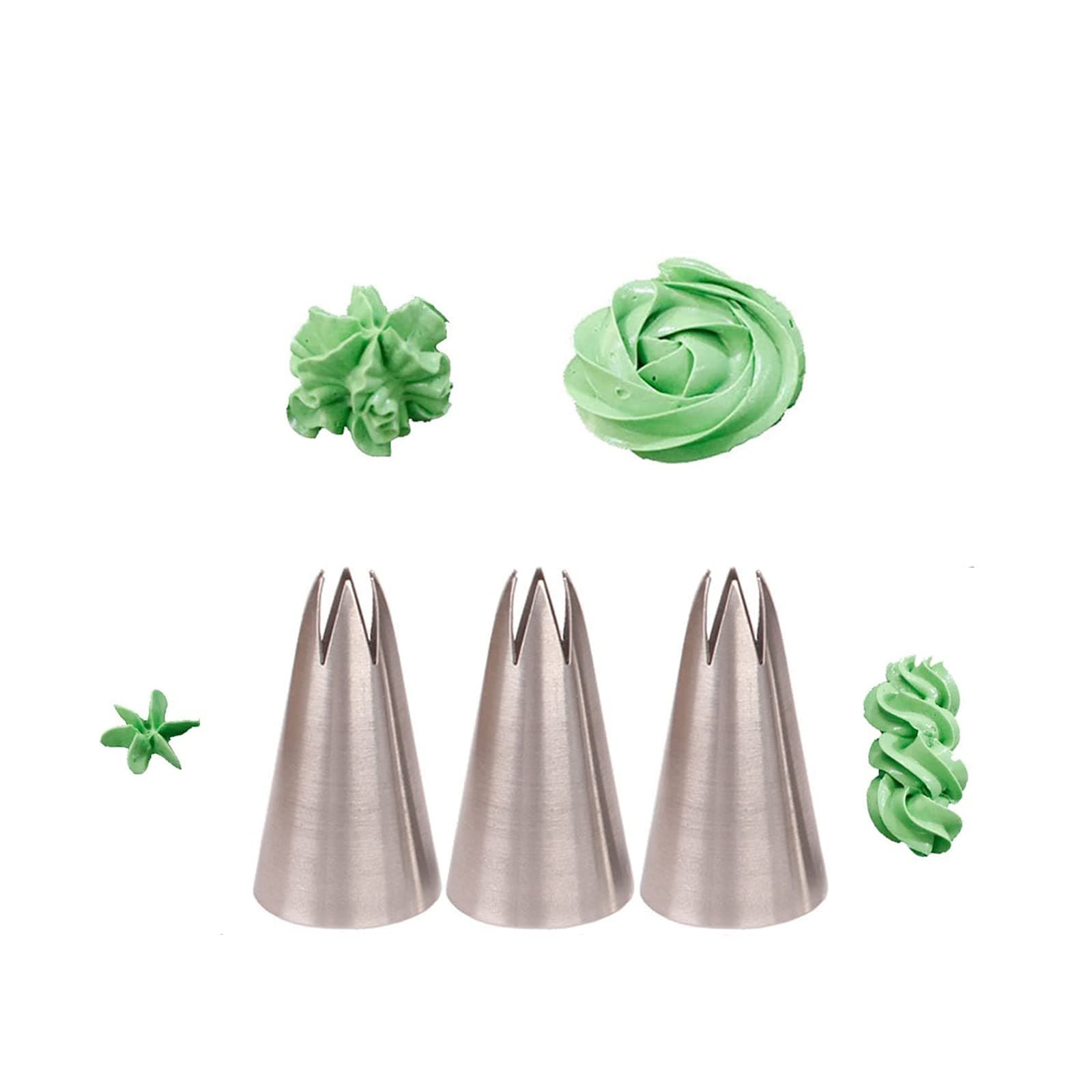 Piping Nozzle Set,3 Pcs Icing Nozzles ,seamless Open Star Tip, for Cake Decorating, 1M, 1M