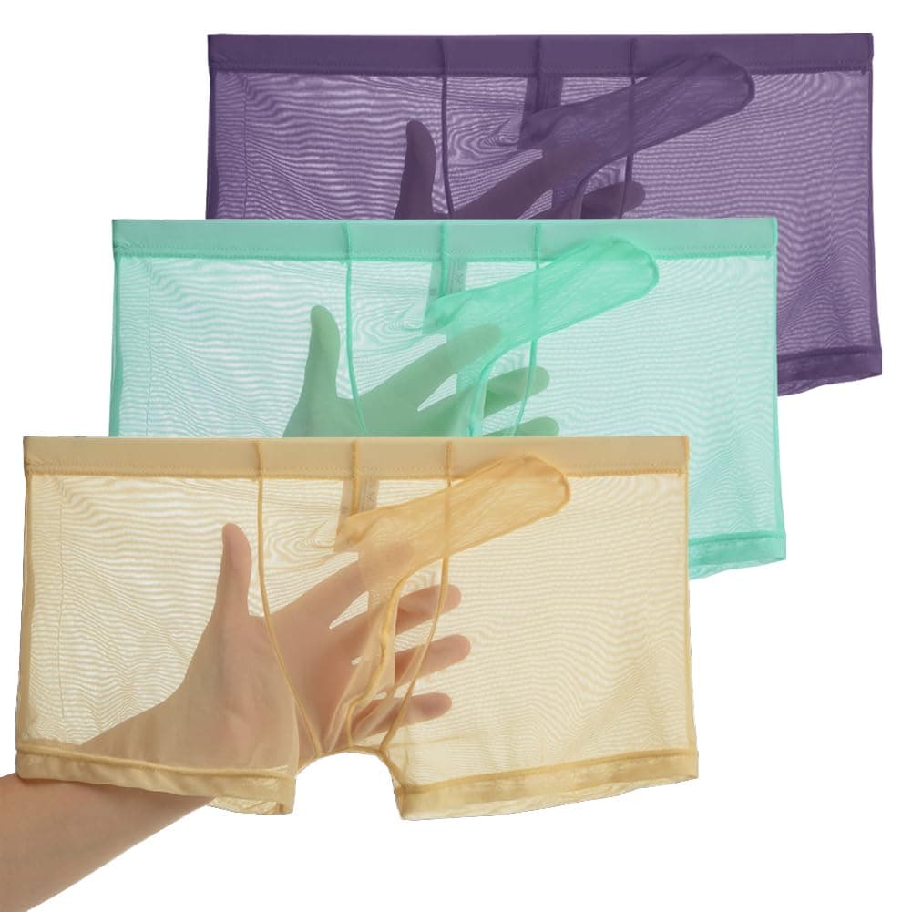 Men's See Through Mesh Trunks Underwear Seperate Elephant Nose Boxer Briefs