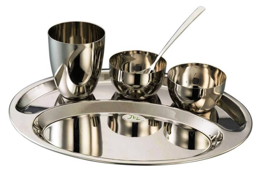 JVL Oval Mirror Finish Thali Set, 5-Pieces