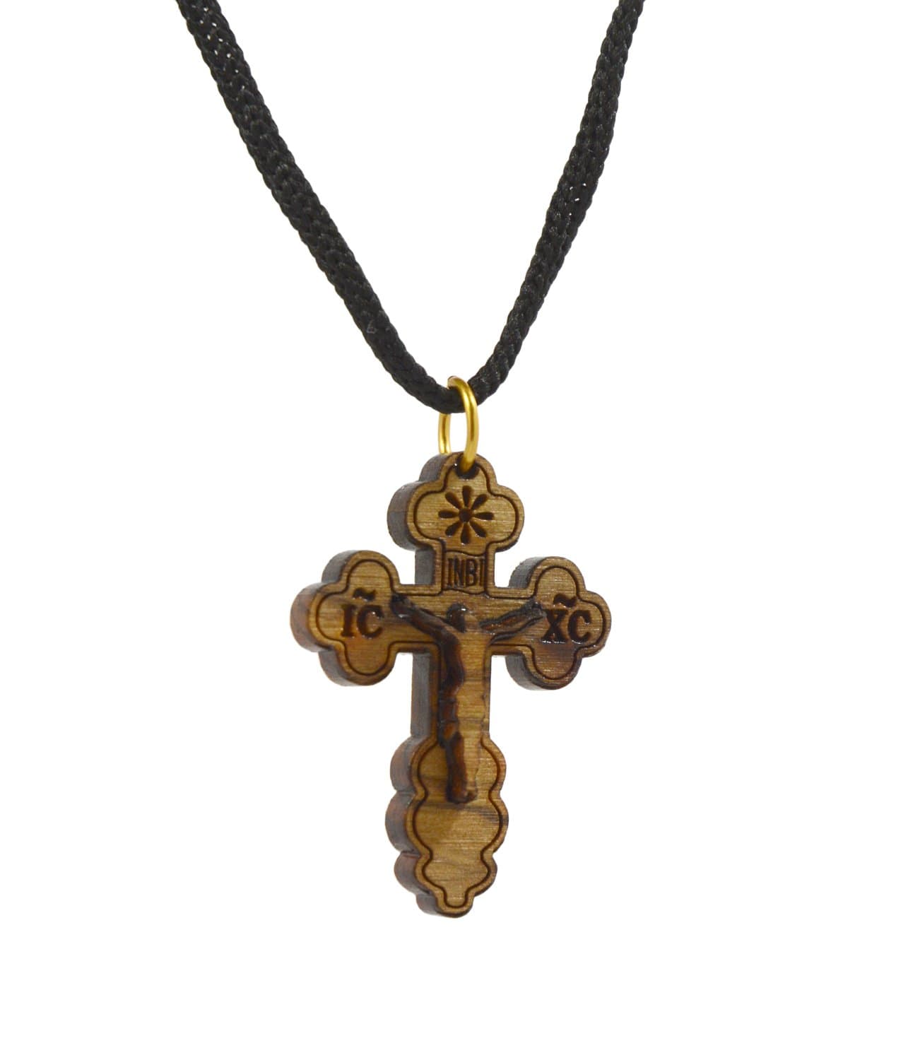 Original Bethlehem Olive Wood Crucifix Pendant On String Necklace - Handmade for Men & Women