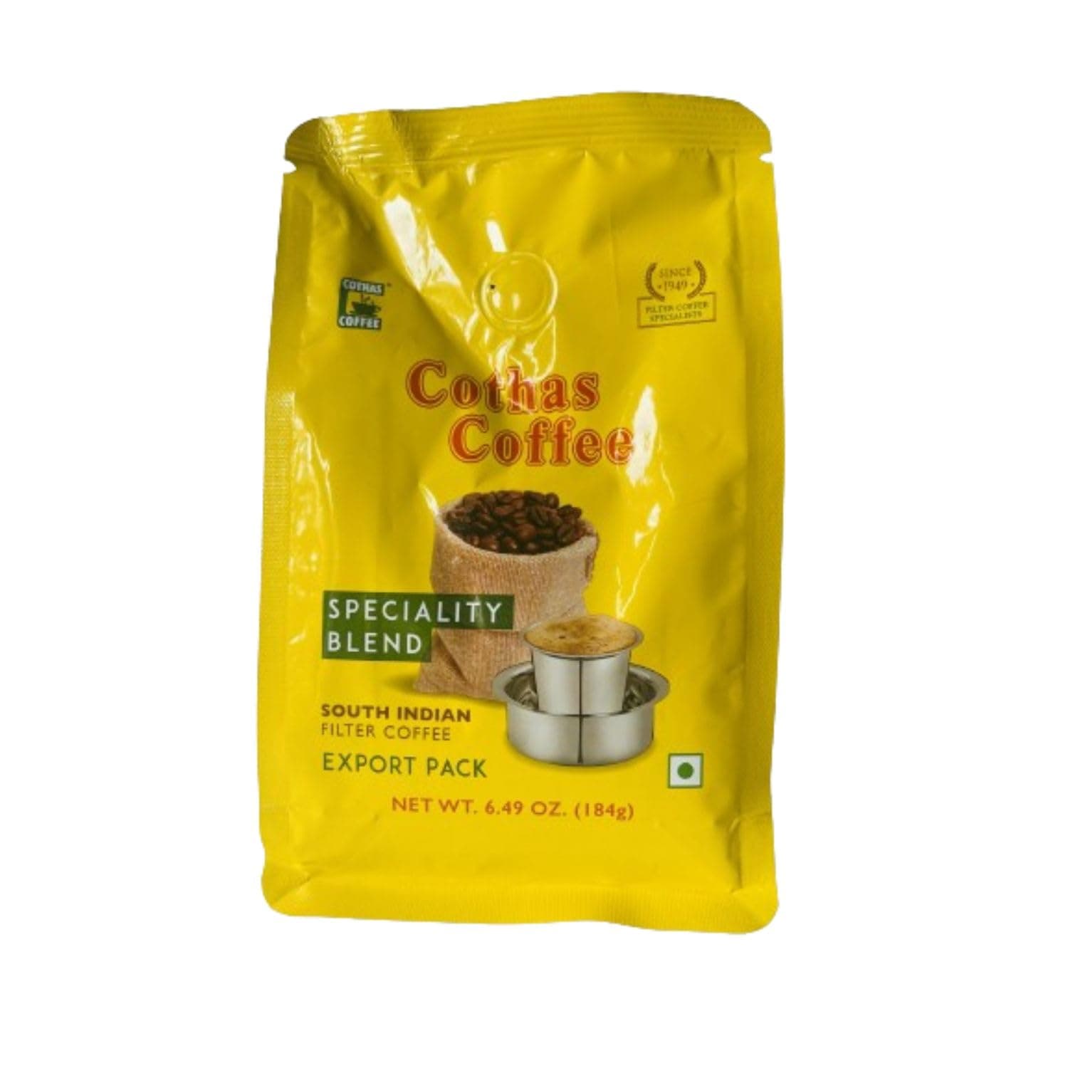 Cothas Coffee Speciality Blend, Roasted South Indian Filter Coffee, Contains 15% Chicory, 184 gm, Pack of 2