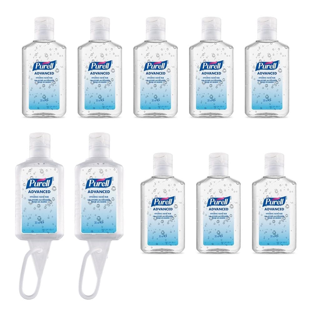 PURELL ADVANCED HAND SANITISER GEL 30mL x 10 Pack. Flip Top Bottle, with 2 x PURELL PERSONAL Jelly Wrap. Kills 99.99% of most common germs. 70% alcohol formulation with moisturisers