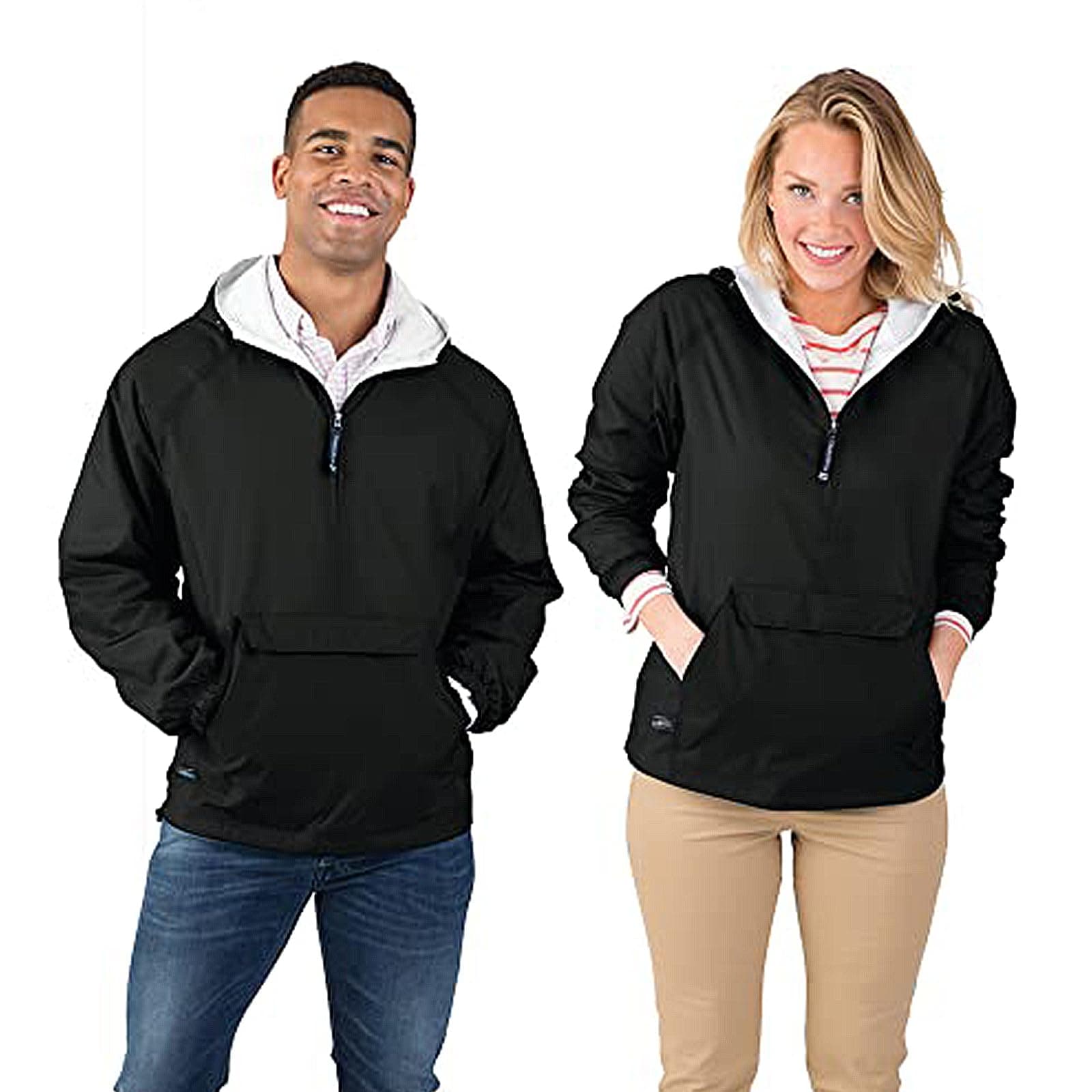 Unisex Classic Striped Pullover, Men's & Women's Water-Resistant Windbreake