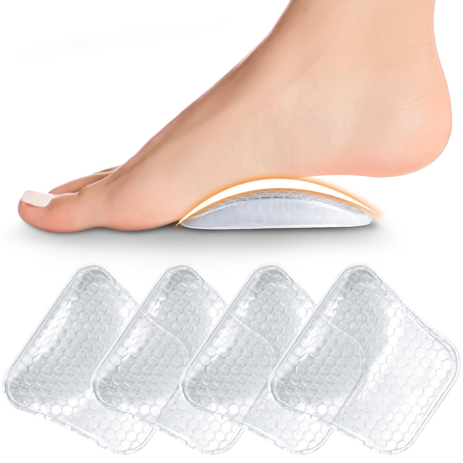 Arch Support Inserts Women for Flat Feet, Gel Arch Inserts for Plantar Fasciitis Relief, Non-Slip Arch Support Pads, Two-Option of Different Heights