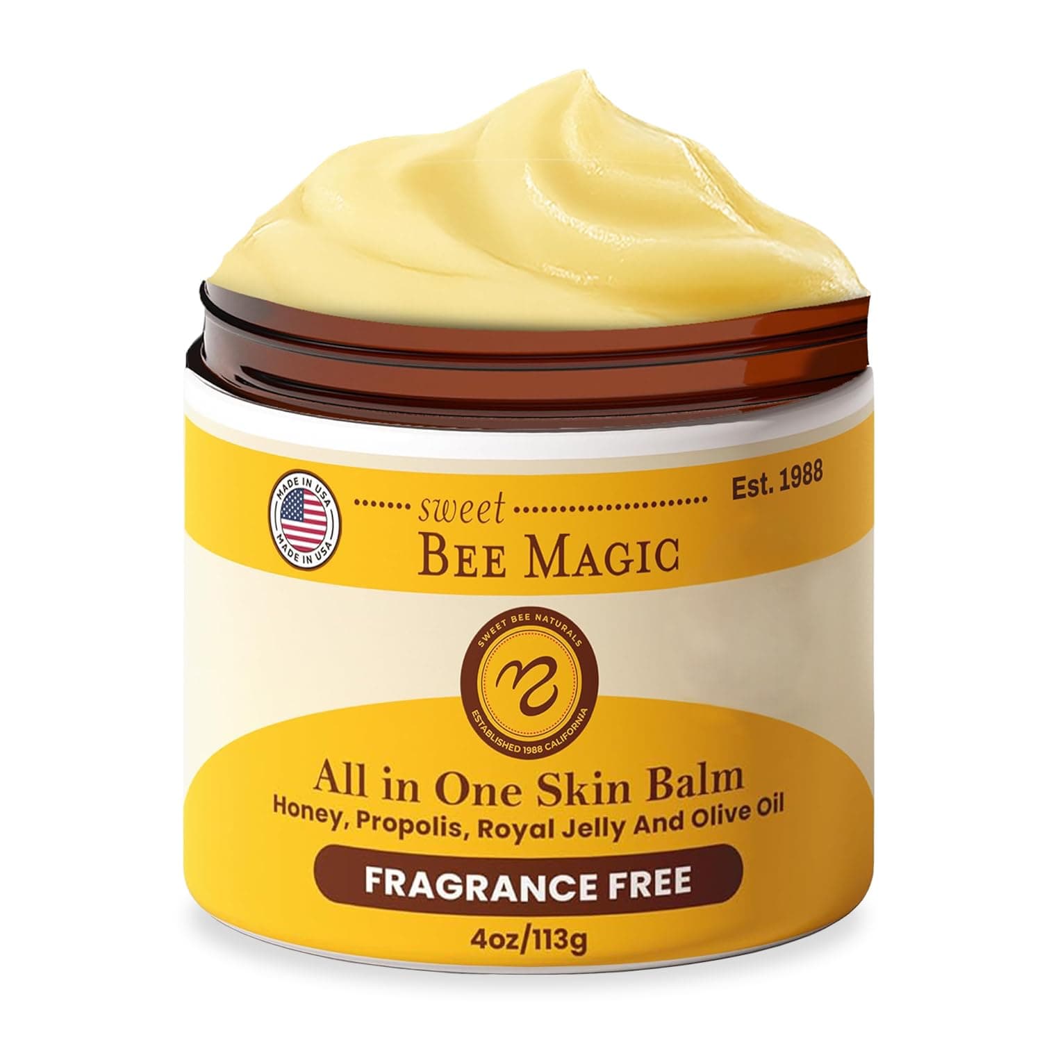 Sweet Bee Magic Organic Honey Bee Balm for Face, Skin & Body - All in One Honey Balm - Beeswax Body Moisturizer - All Natural Aid - 1 jar (4oz)