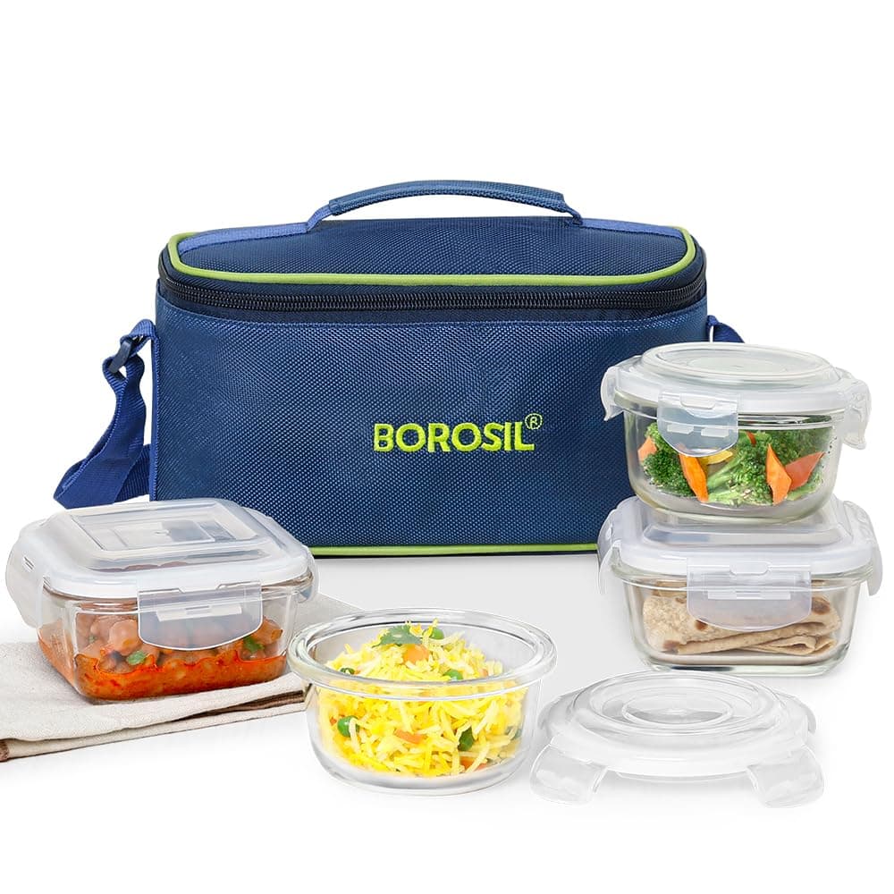 Blue Universal Glass Lunchbox 320 ml x 2 (+) 240 ml x 2